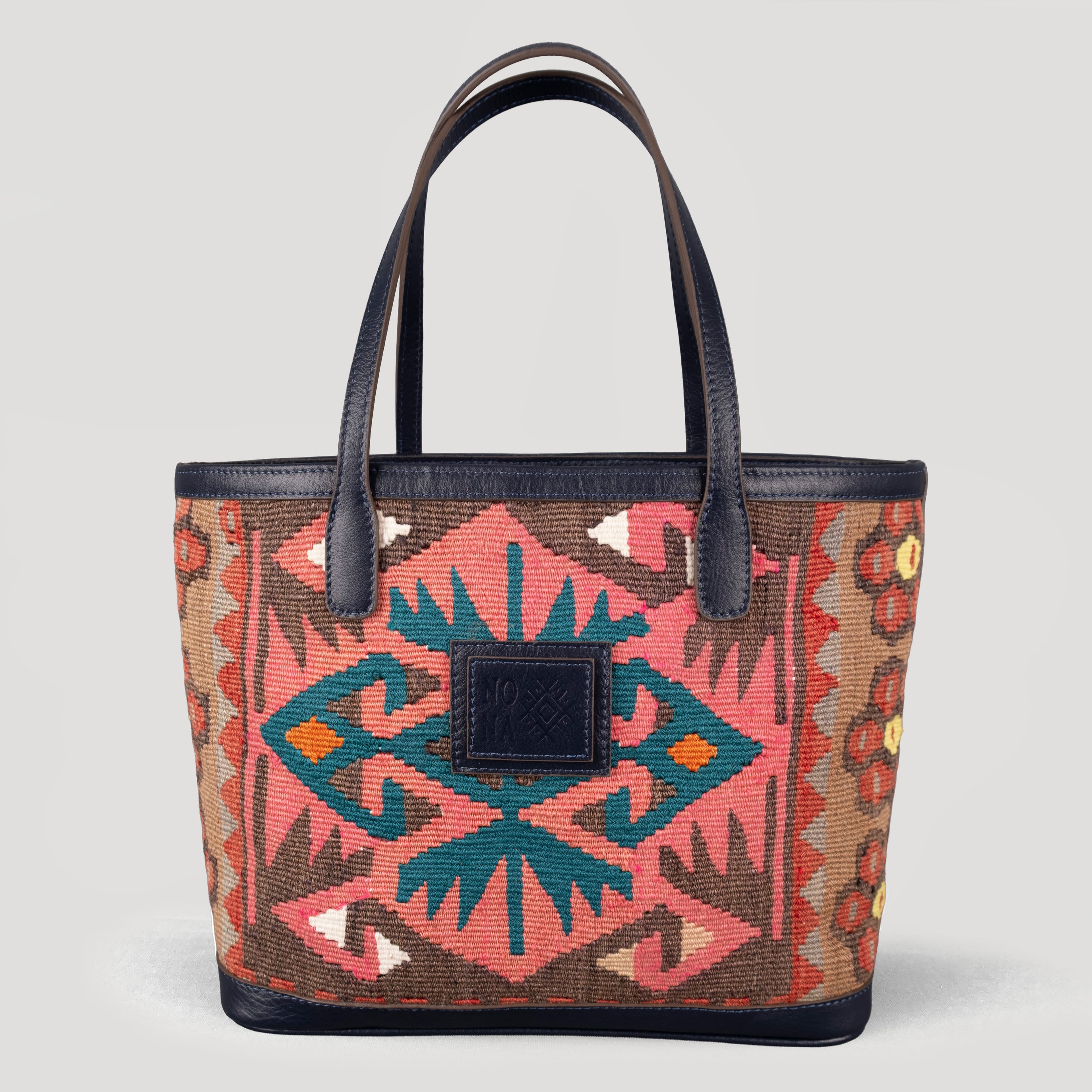 Elmas TheNonaStore Tote Çanta, El Yapımı Antika Kilim Boho Çanta Midi