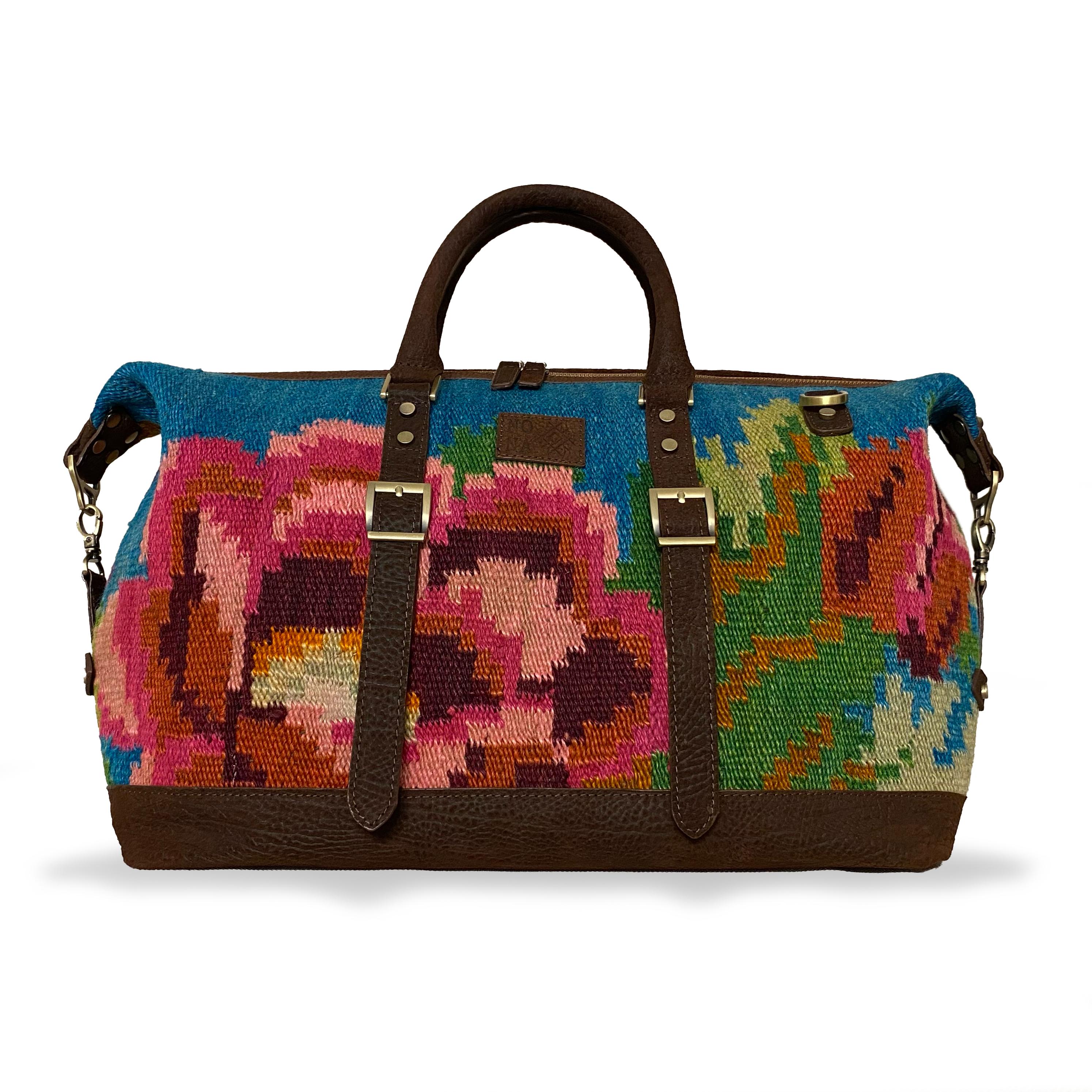 TheNonaStore Alhambra El Yapımı Antika Kilim Weekender Boho Çanta, Unisex Çanta