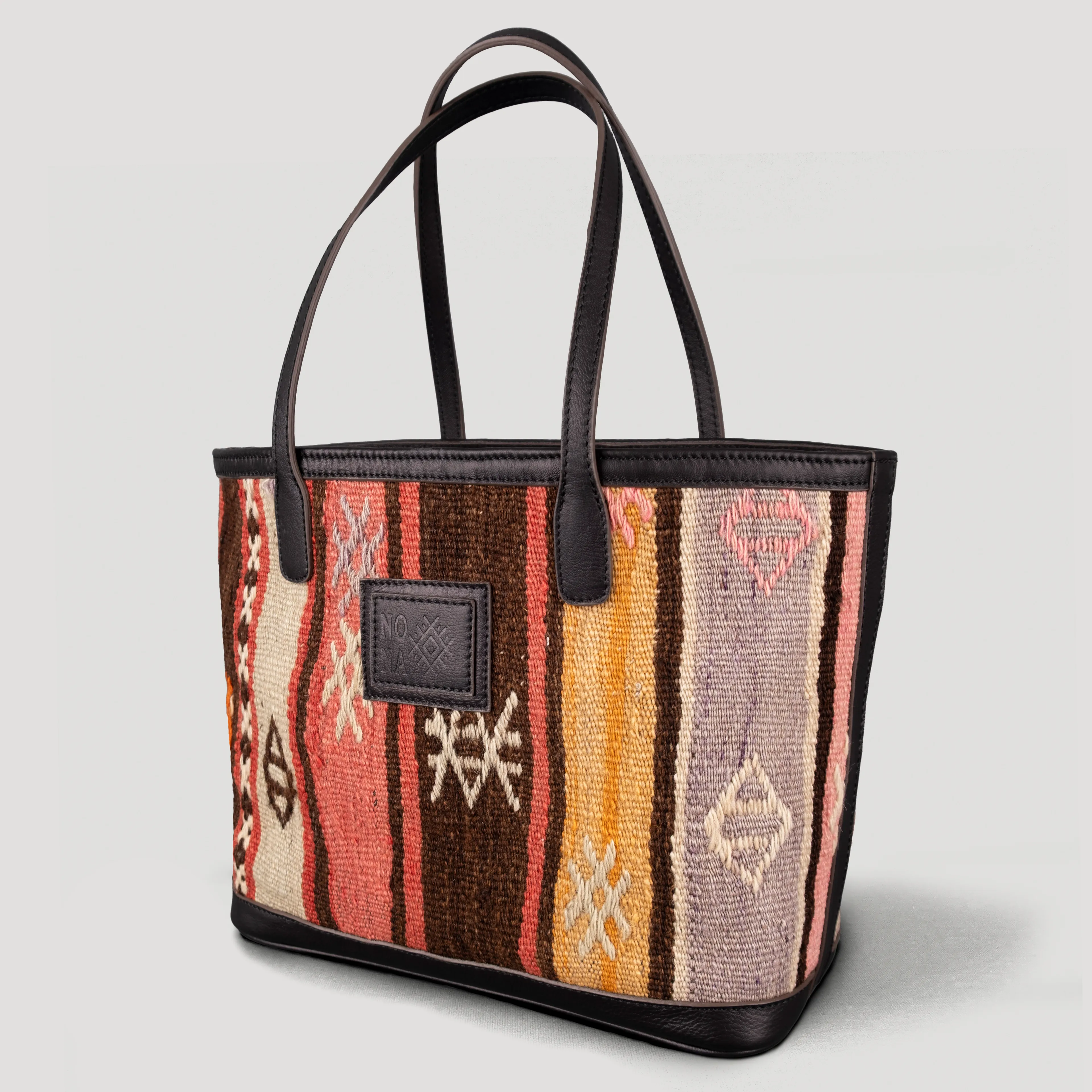 Nevada TheNonaStore Tote Çanta, El Yapımı Antika Kilim Boho Çanta Midi