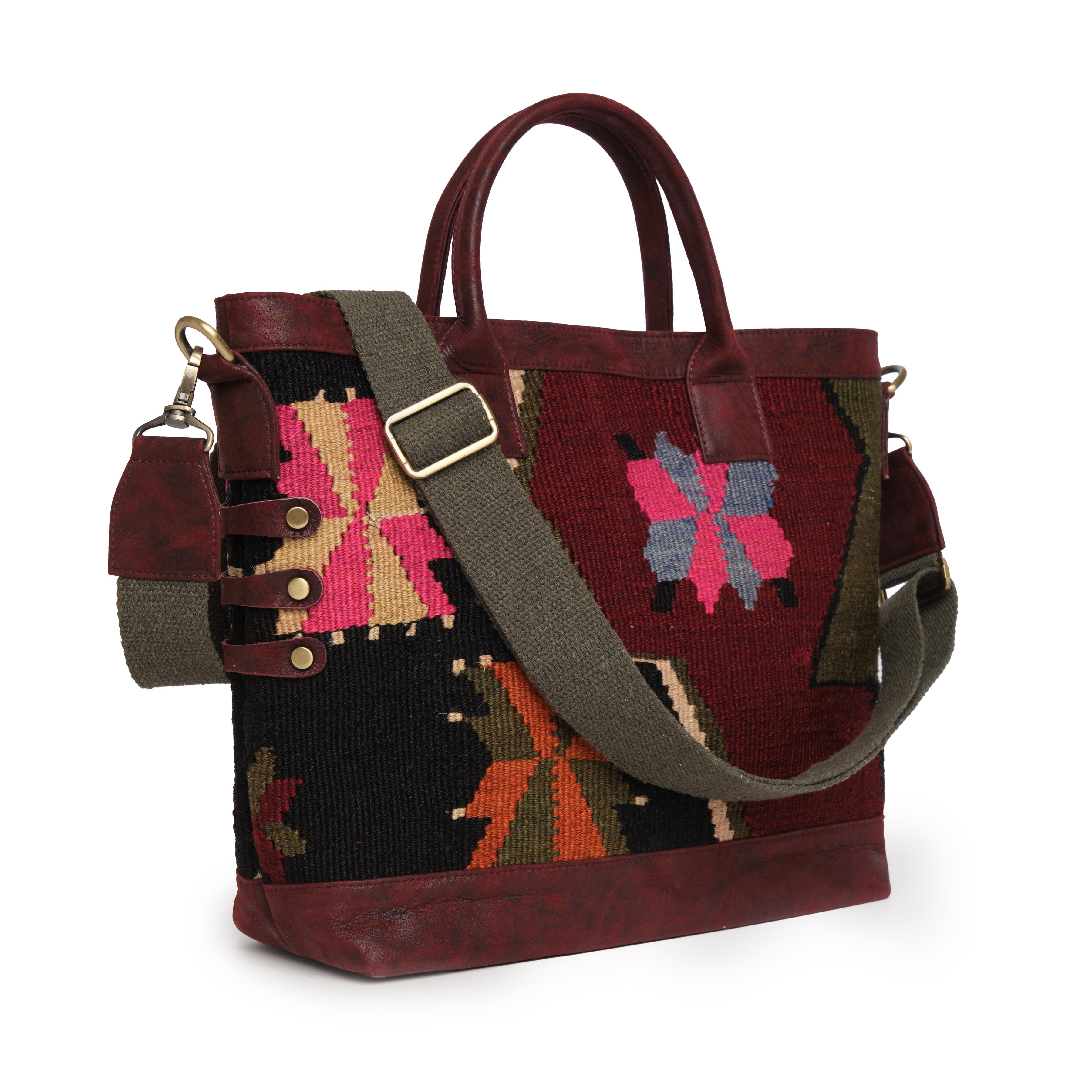 TheNonaStore Tote Çanta, El Yapımı Kilim Pomegranate Boho Çanta