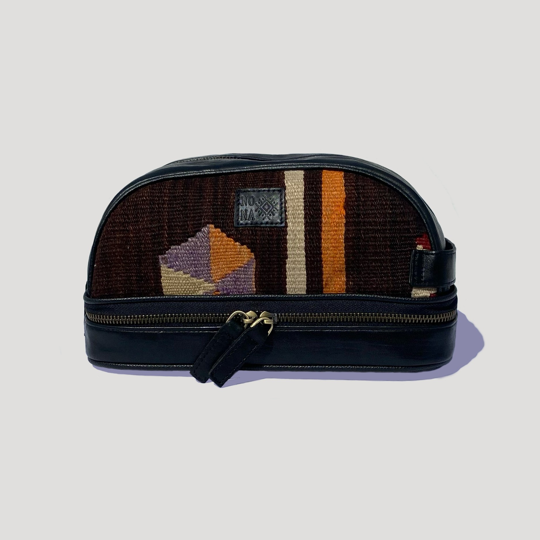 TheNonaStore Obsidian Dopp Kit, El Yapımı Kilim Deri Boho Makyaj Çantası