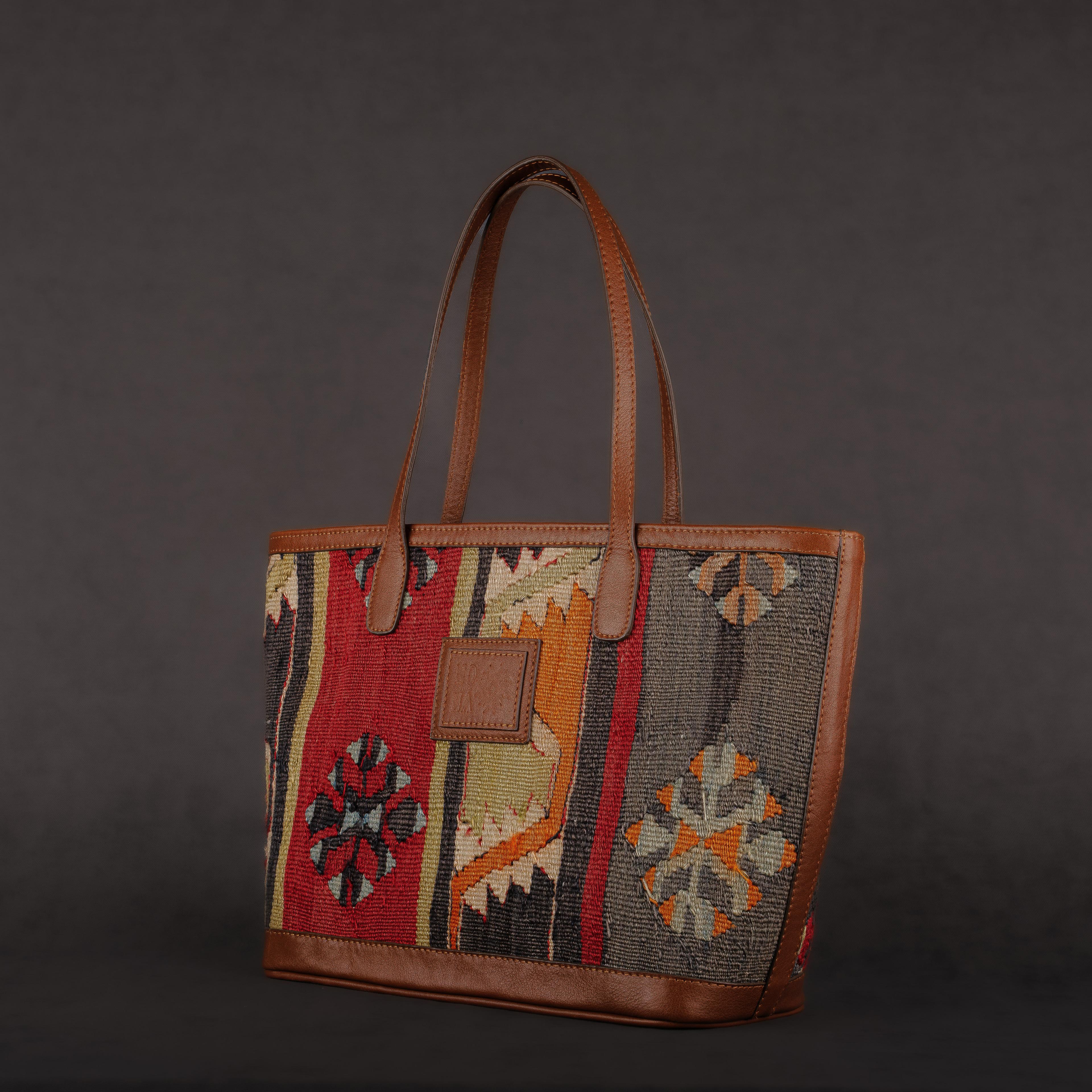 Yama TheNonaStore Tote Çanta, El Yapımı Antika Kilim Boho Çanta