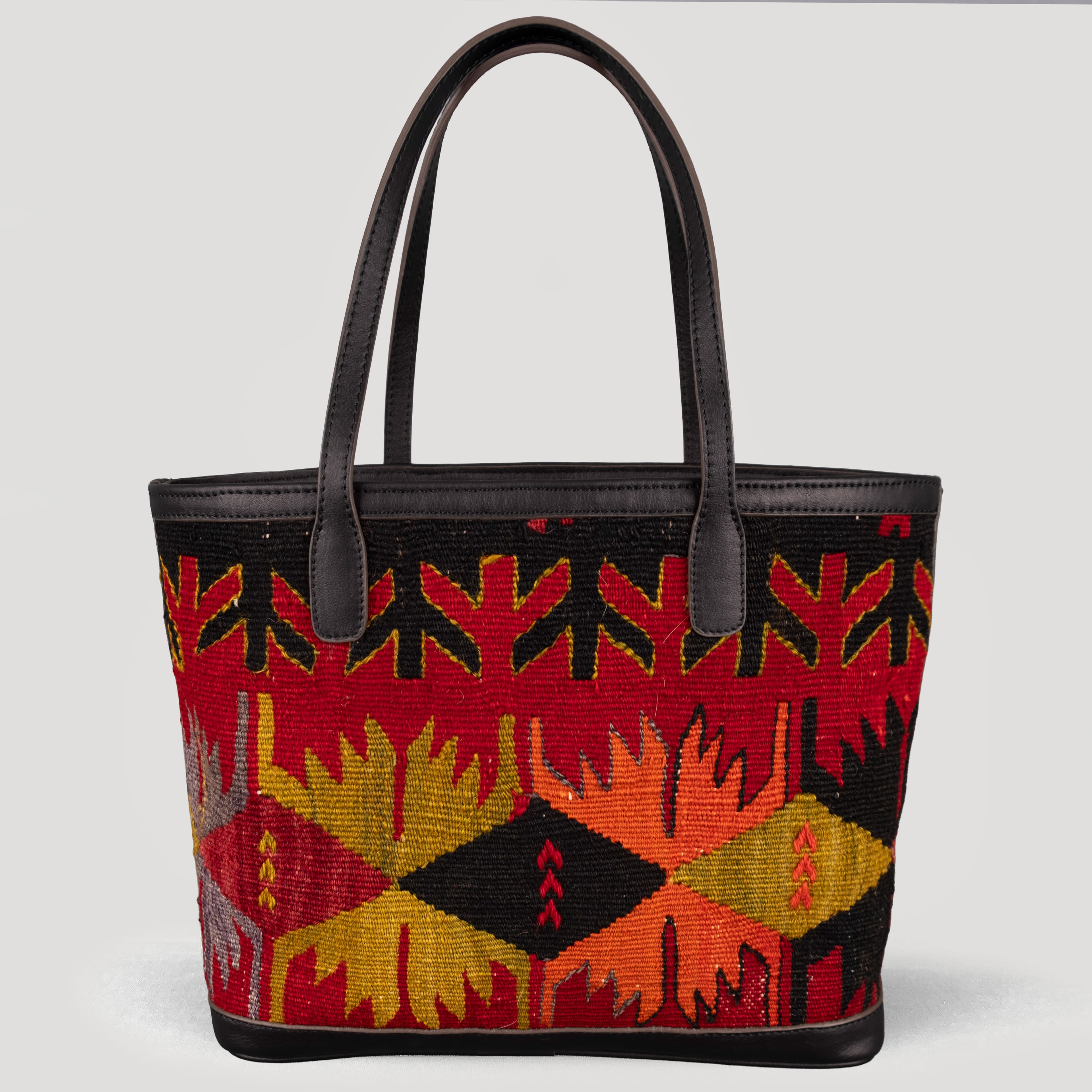 Fence TheNonaStore Tote Çanta, El Yapımı Antika Kilim Boho Çanta Midi