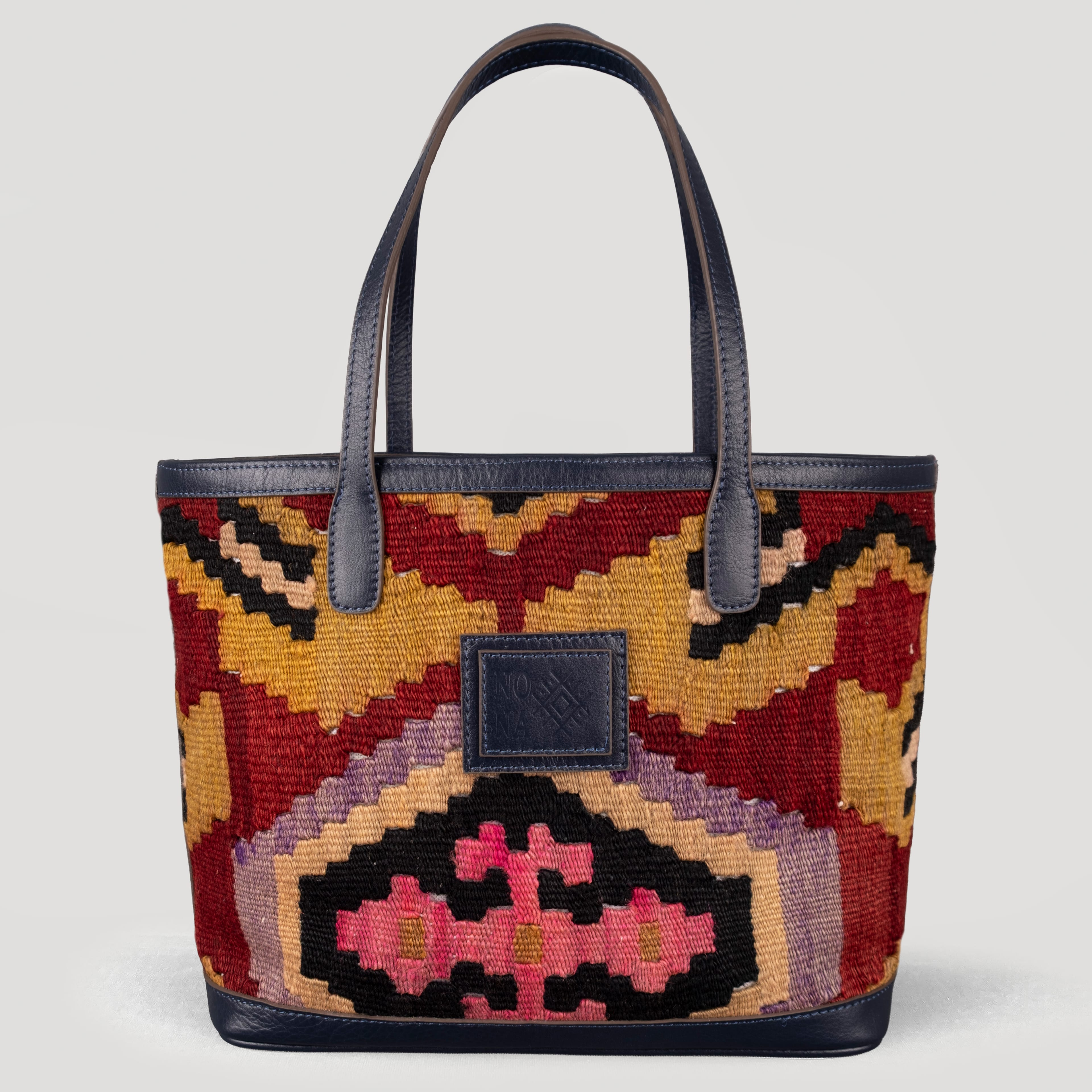Gonca TheNonaStore Tote Çanta, El Yapımı Antika Kilim Boho Çanta Midi