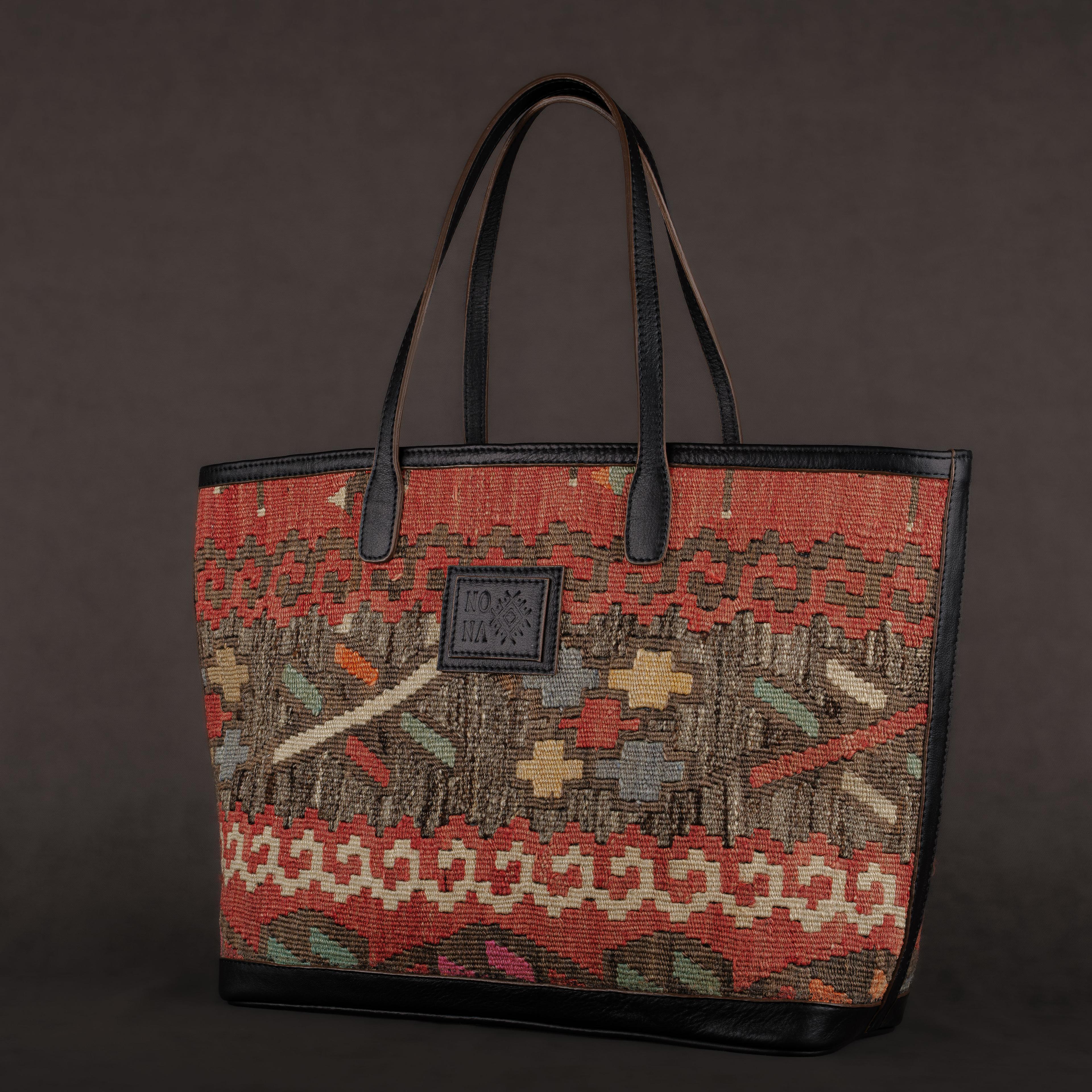 Bond Medium Tote Bag, Handmade Antique Kilim Boho Bag
