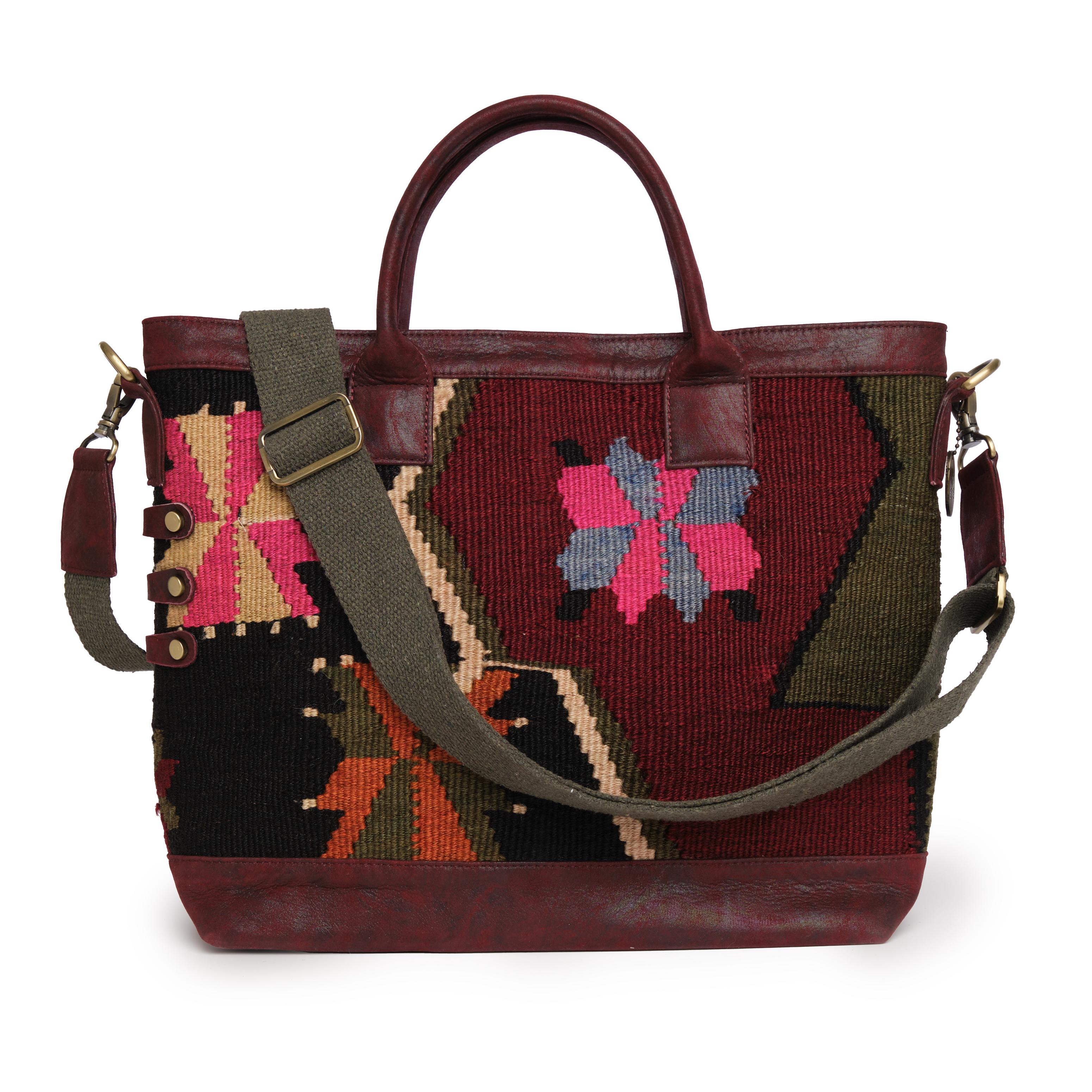 TheNonaStore Tote Çanta, El Yapımı Kilim Pomegranate Boho Çanta