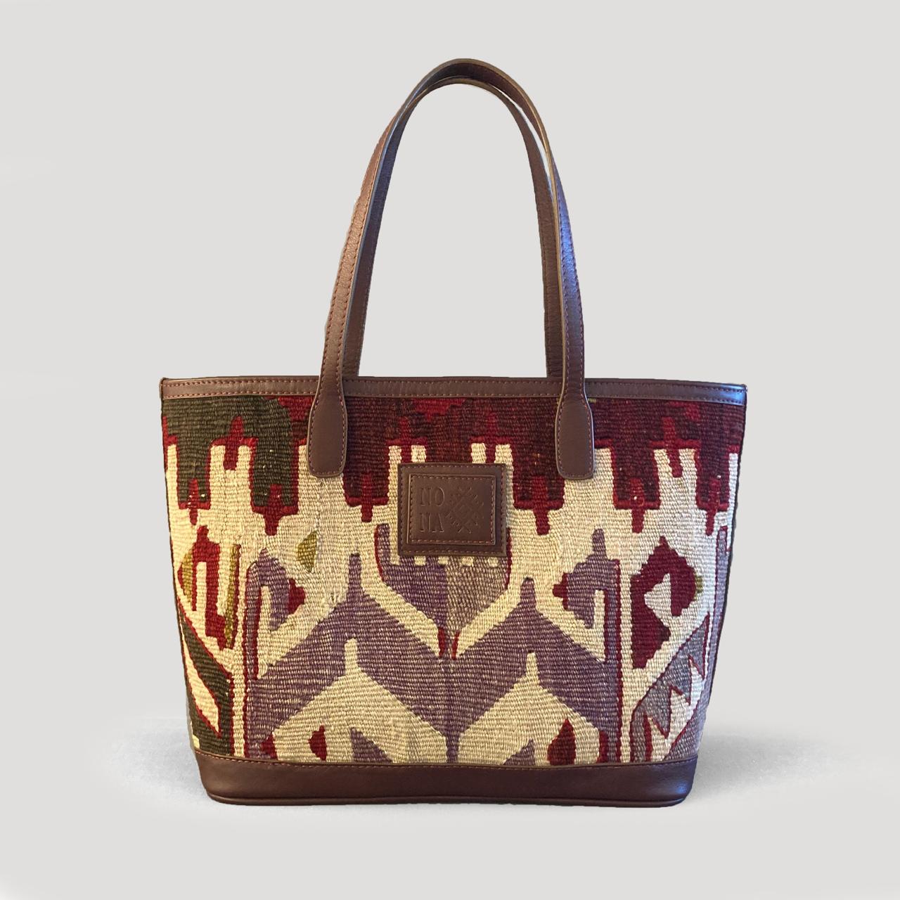 Sierra TheNonaStore Tote Çanta, El Yapımı Antika Kilim Boho Çanta Midi