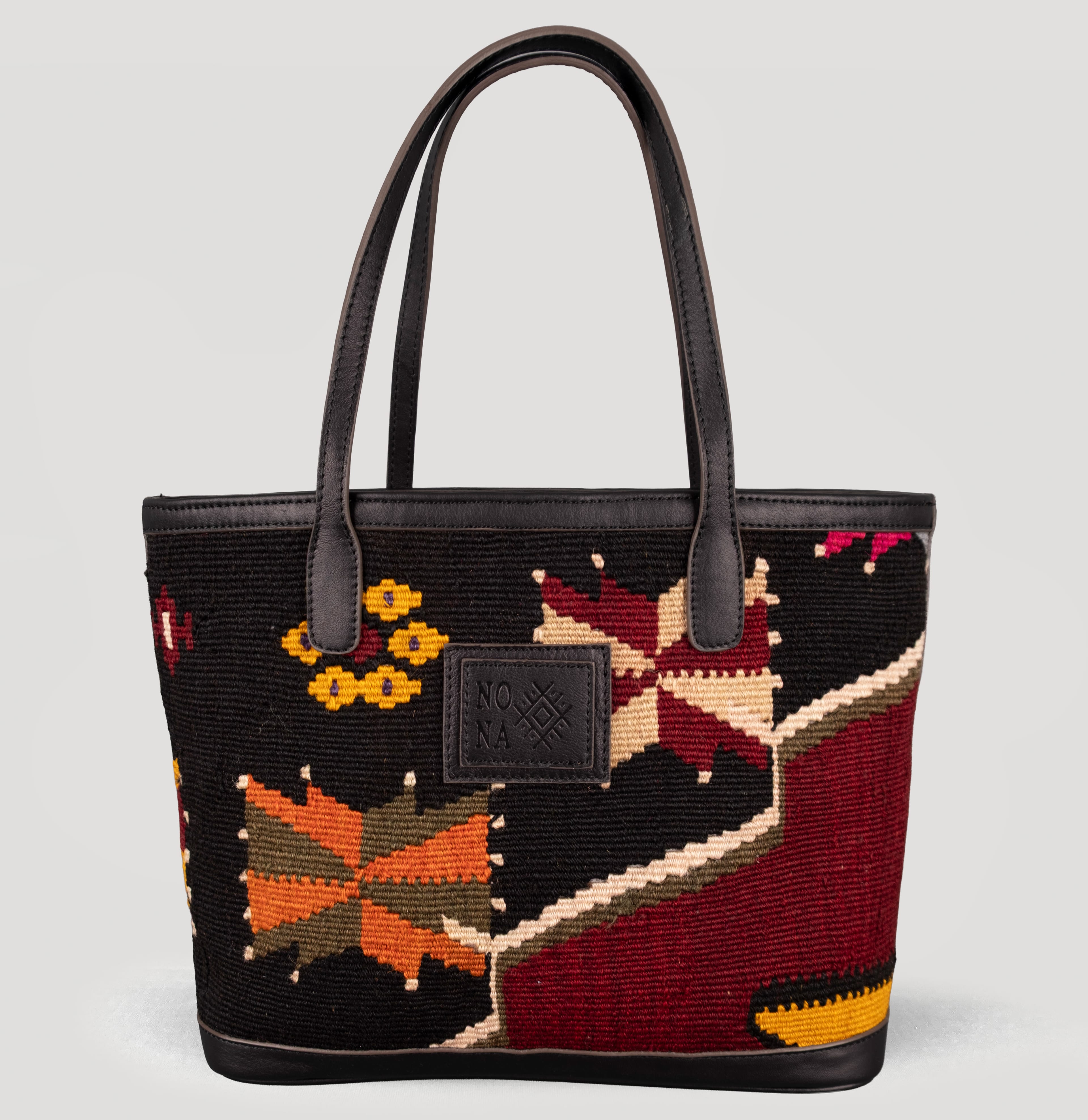 Nebula TheNonaStore Tote Çanta, El Yapımı Antika Kilim Boho Çanta Midi