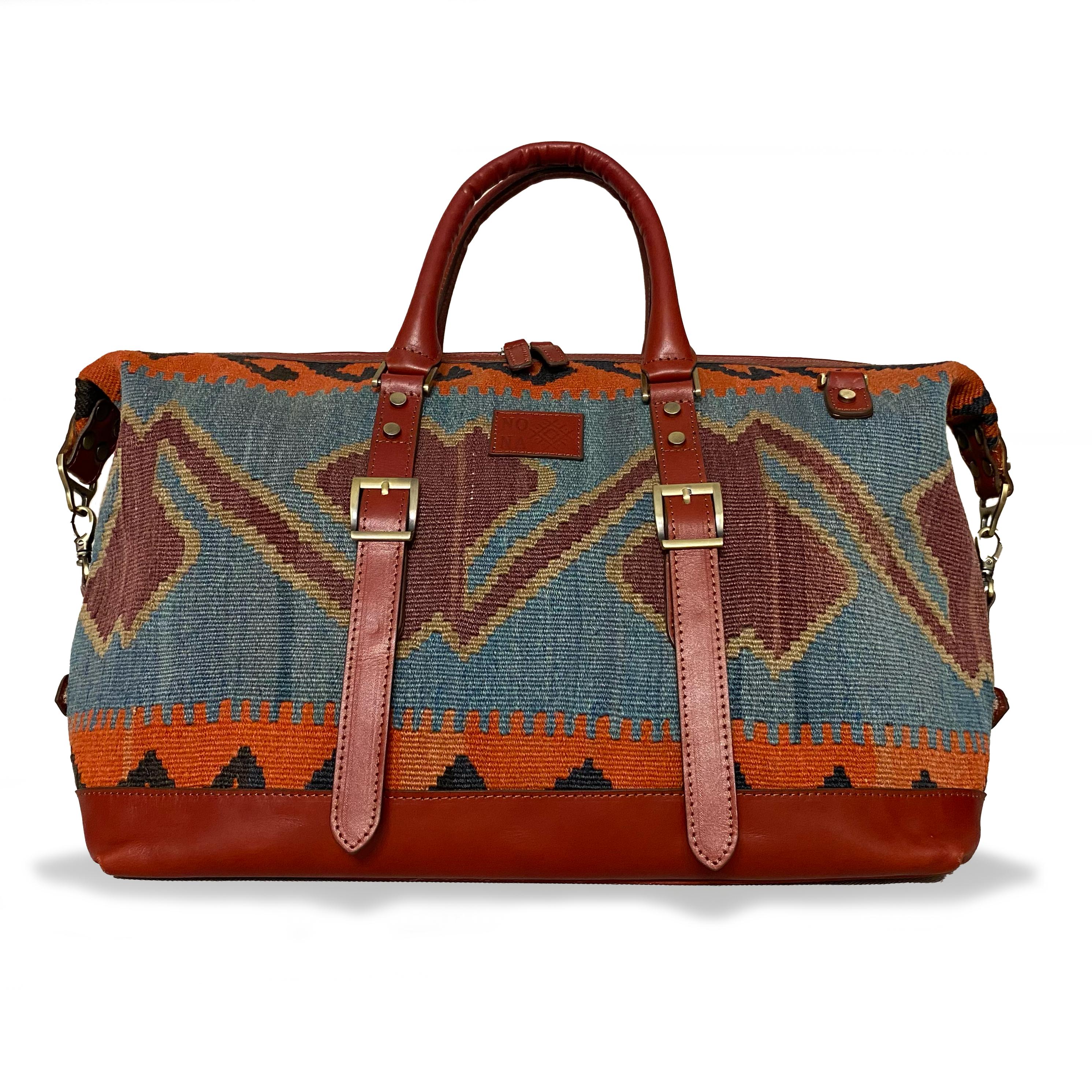 TheNonaStore Positano El Yapımı Antika Kilim Weekender Boho Çanta, Unisex Çanta