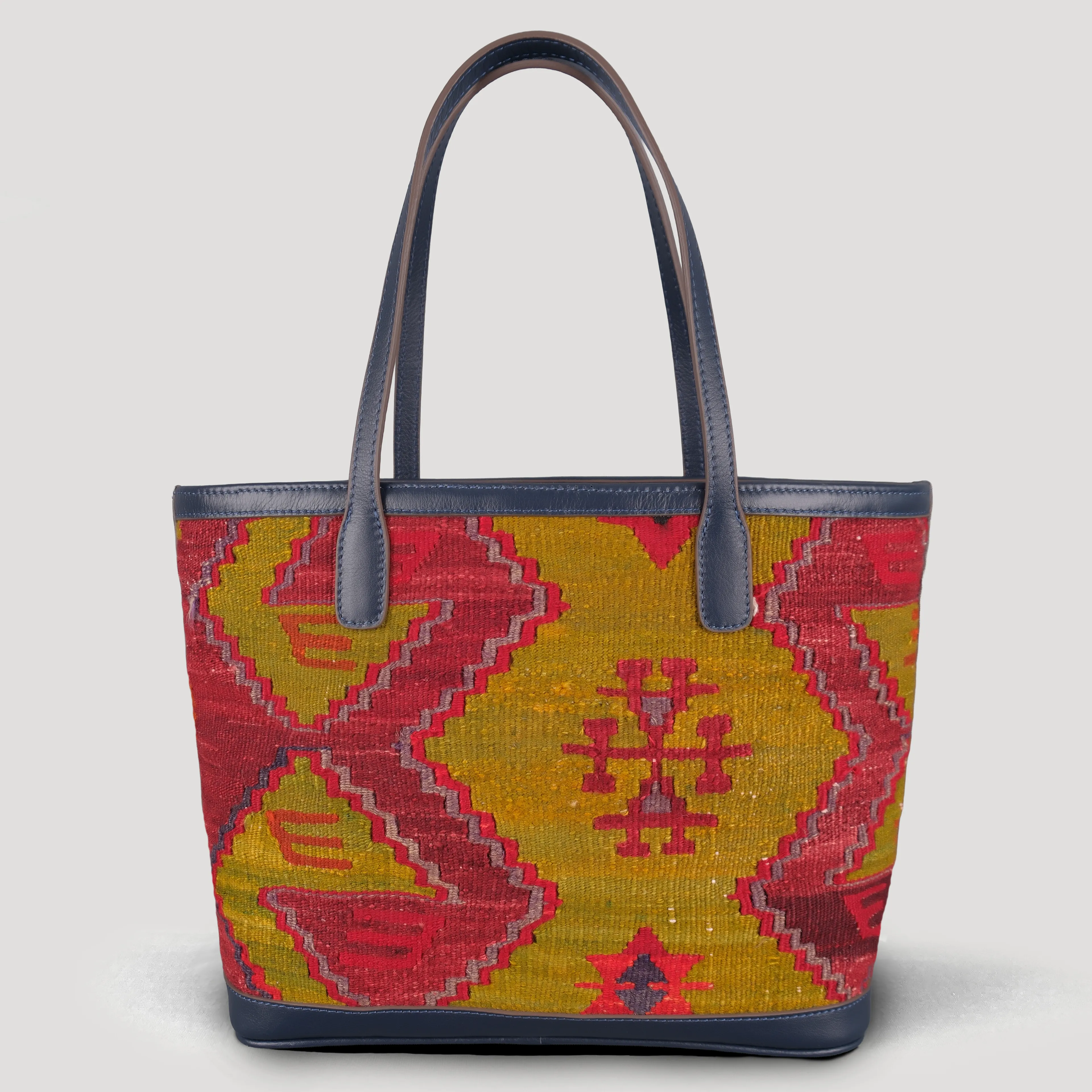 Yosun TheNonaStore Tote Çanta, El Yapımı Antika Kilim Boho Çanta Midi