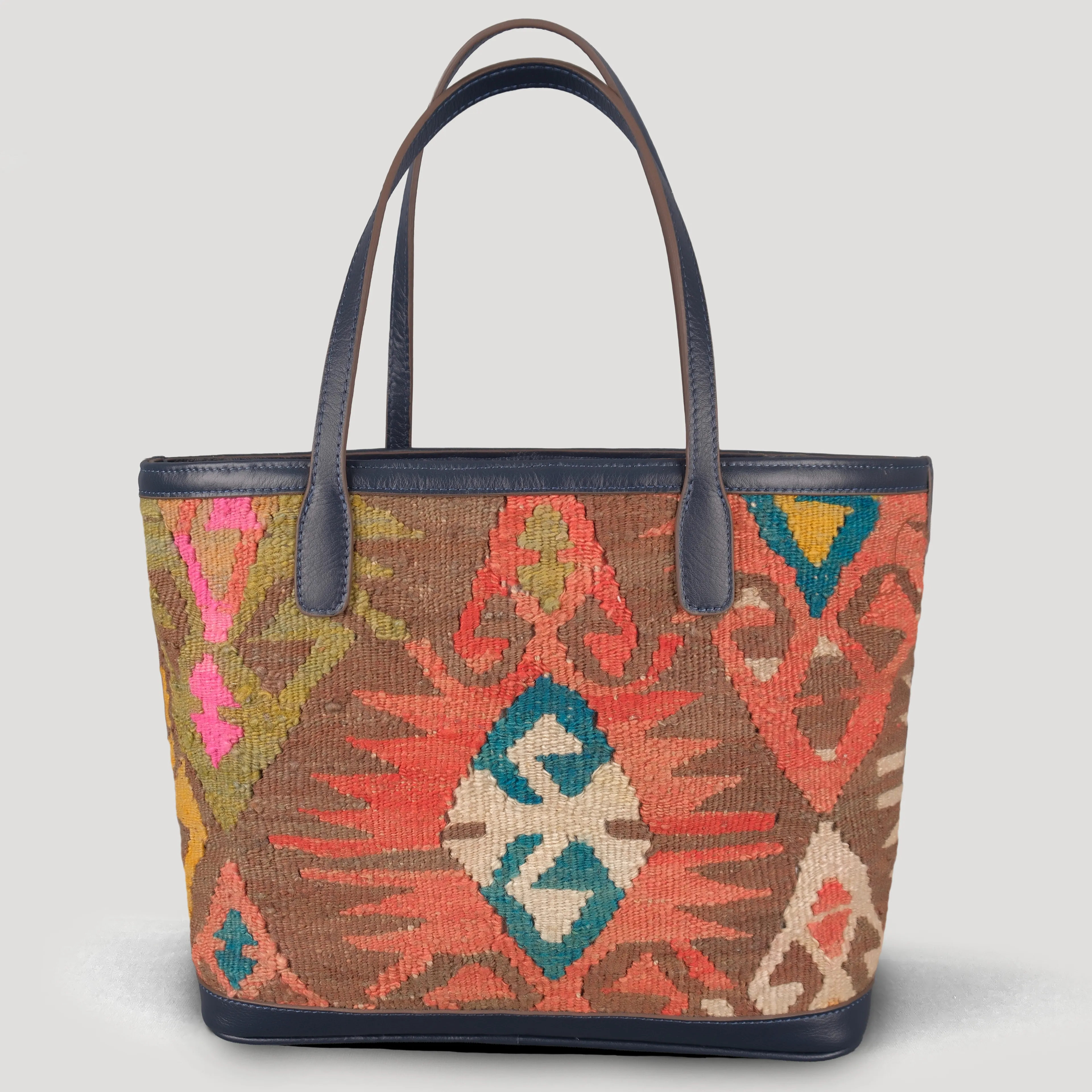 Lizard TheNonaStore Tote Çanta, El Yapımı Antika Kilim Boho Çanta Midi