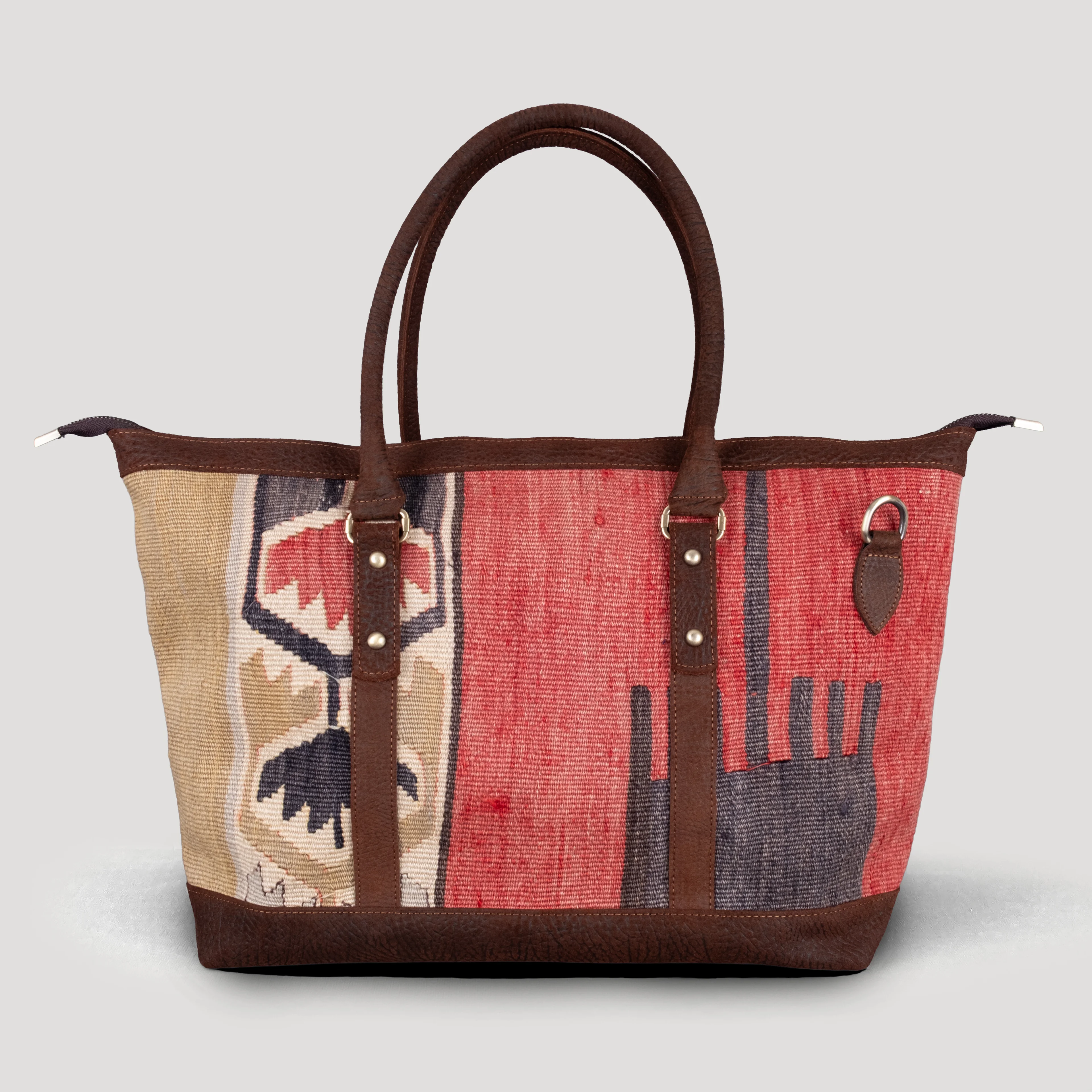 Yayla Uzun Sap Weekender El Yapımı Boho Çanta, Antika Kilim Unisex Duffel Çanta