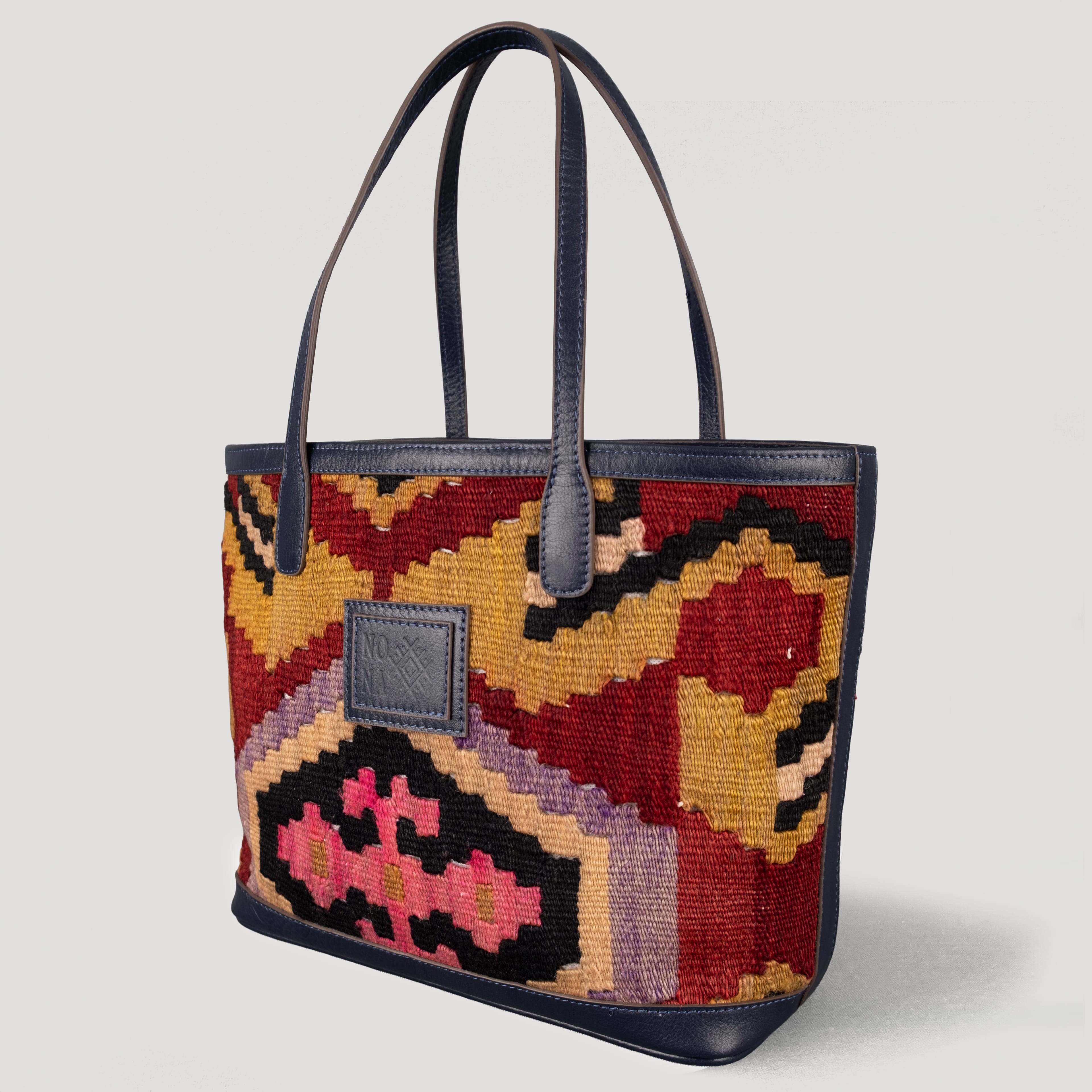 Gonca TheNonaStore Tote Çanta, El Yapımı Antika Kilim Boho Çanta Midi