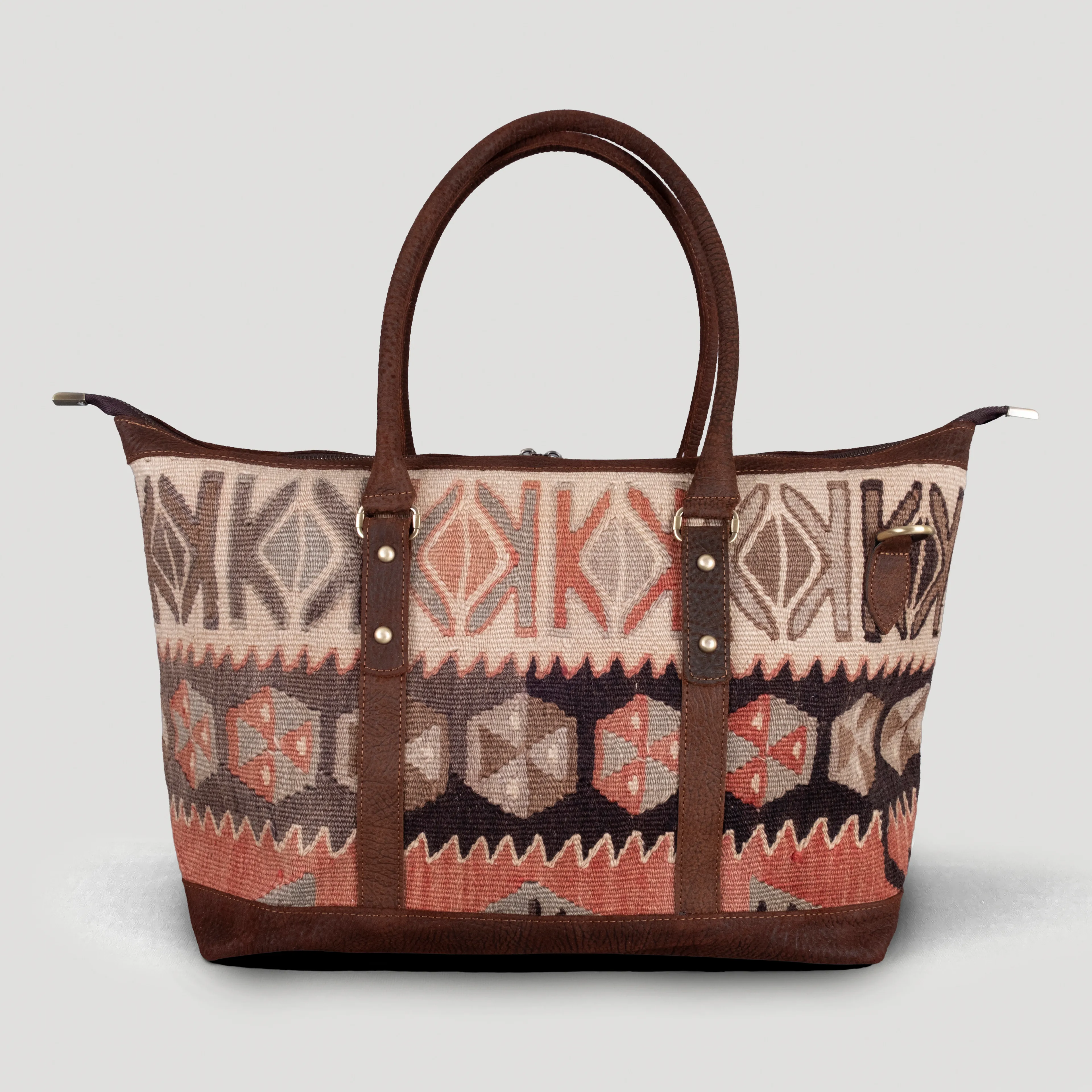 Yılkı Uzun Sap Weekender El Yapımı Boho Çanta, Antika Kilim Unisex Duffel Çanta