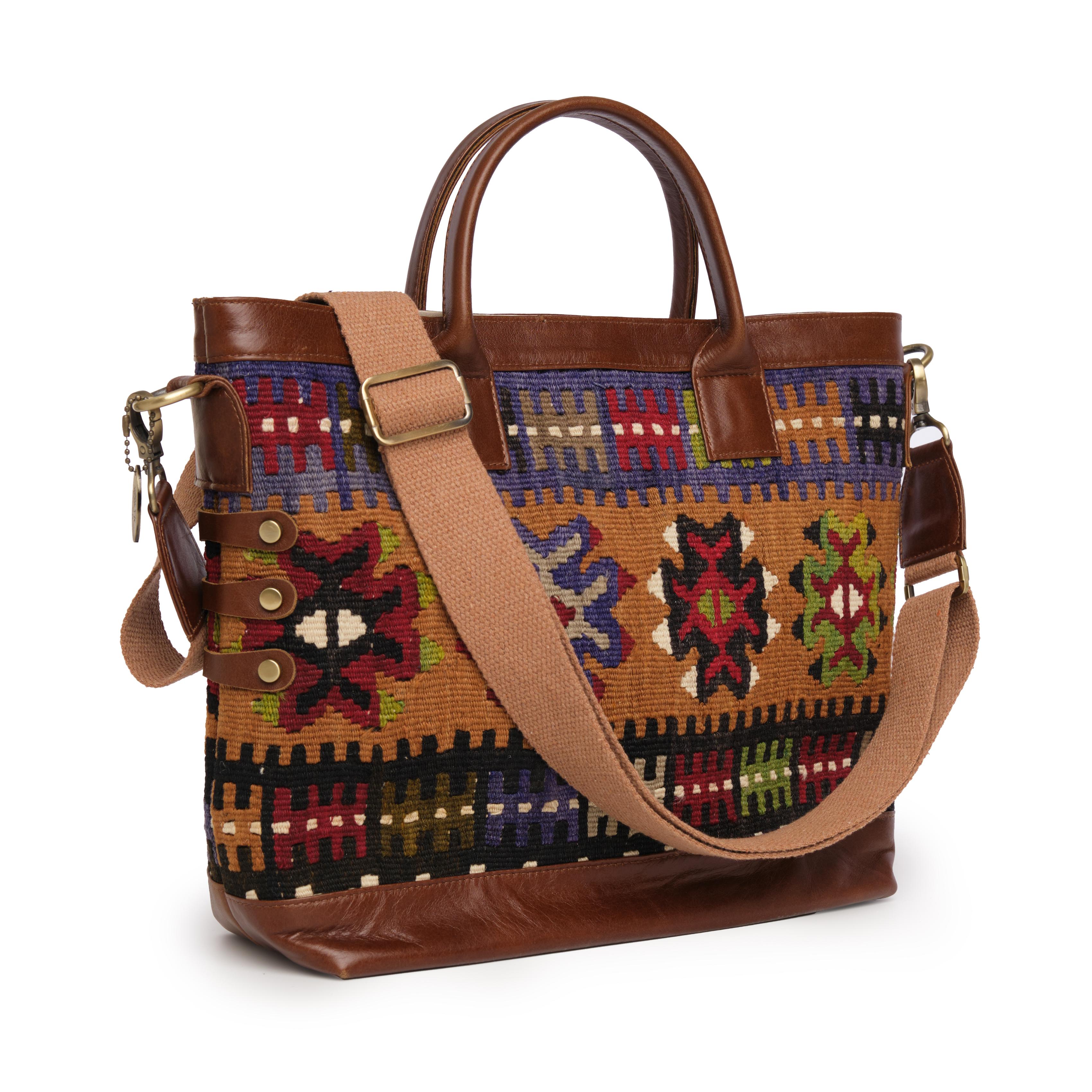 TheNonaStore Tote Çanta, El Yapımı Kilim Chocolate Boho Çanta