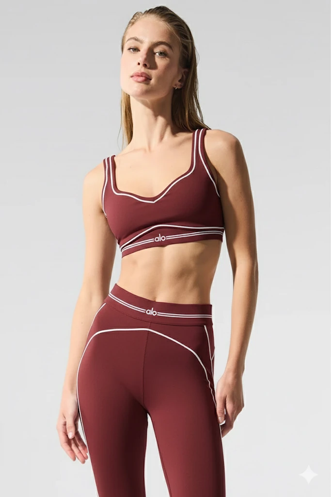 Airbrush High-waist Heart Throb Legging & Bralet - Bordo