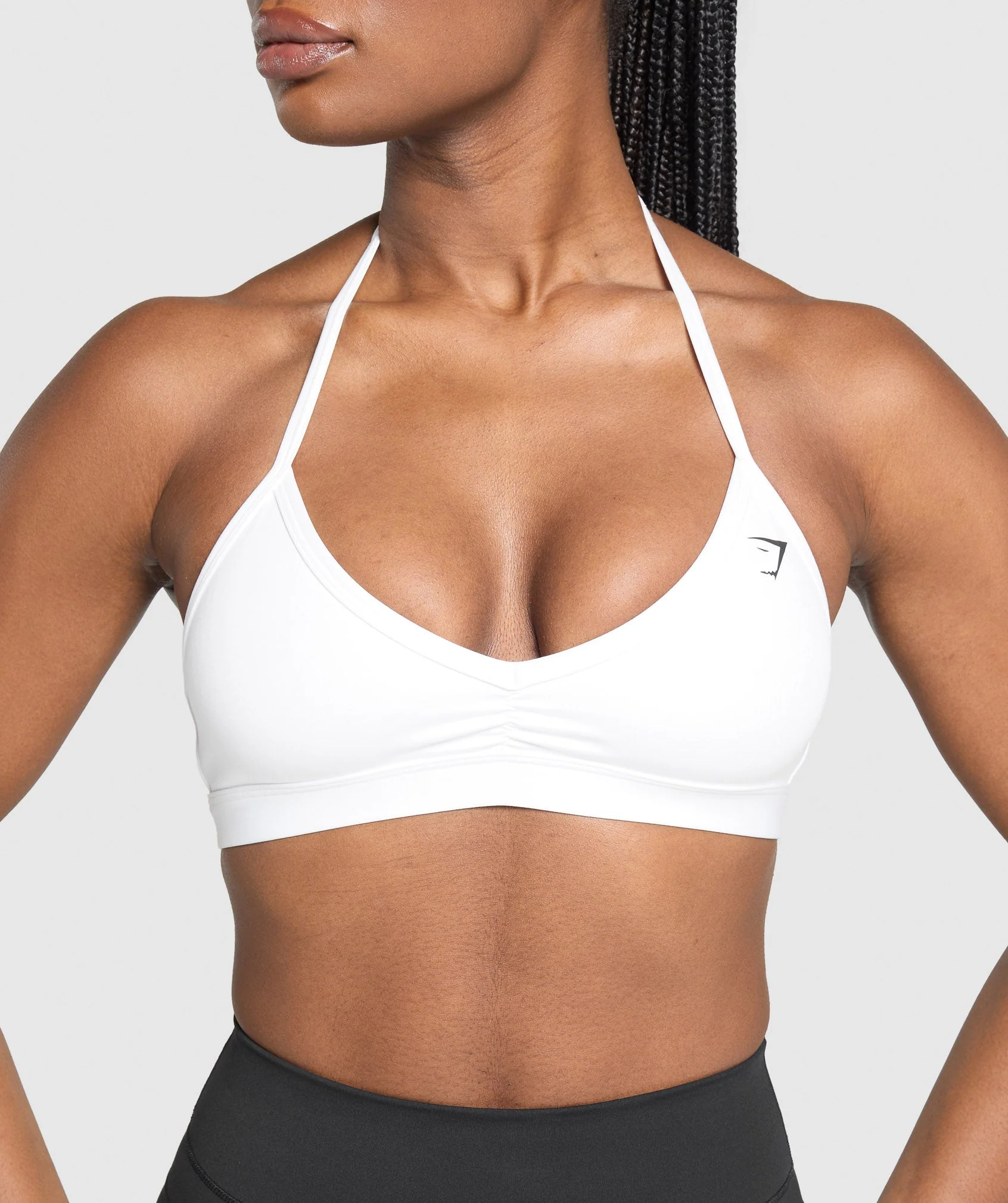 Minimal Halterneck Sports Bra - Beyaz