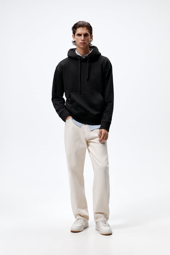 Kapüşonlu Basic Sweatshirt - Siyah