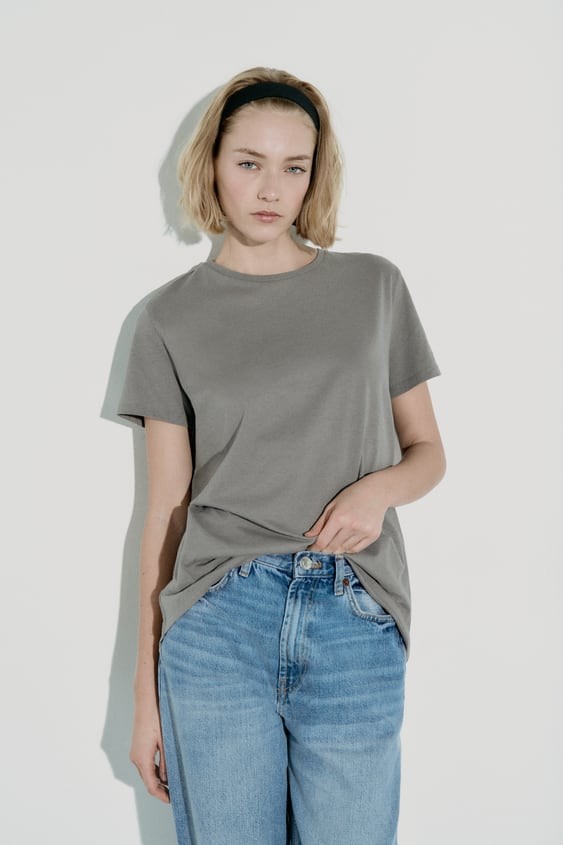 Kadın Basic T-Shirt - Açık Gri