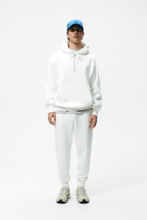 Kapüşonlu Basic Sweatshirt - Kirli Beyaz