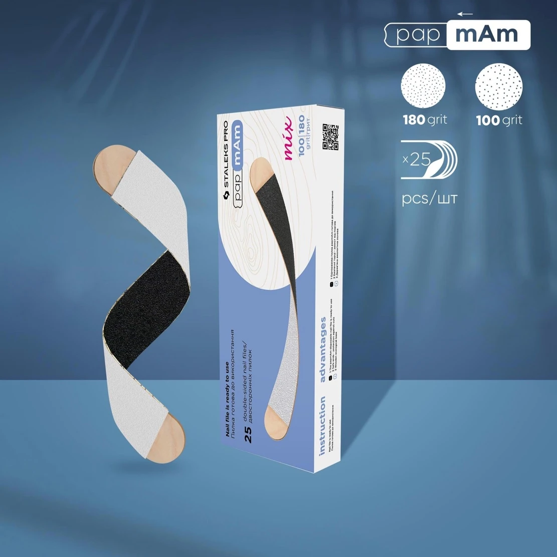 EXPERT Ahşap Baz Üzerinde Değiştirilebilir PapmAm Mix Çift Taraflı Törpüler, 100/180 Grit