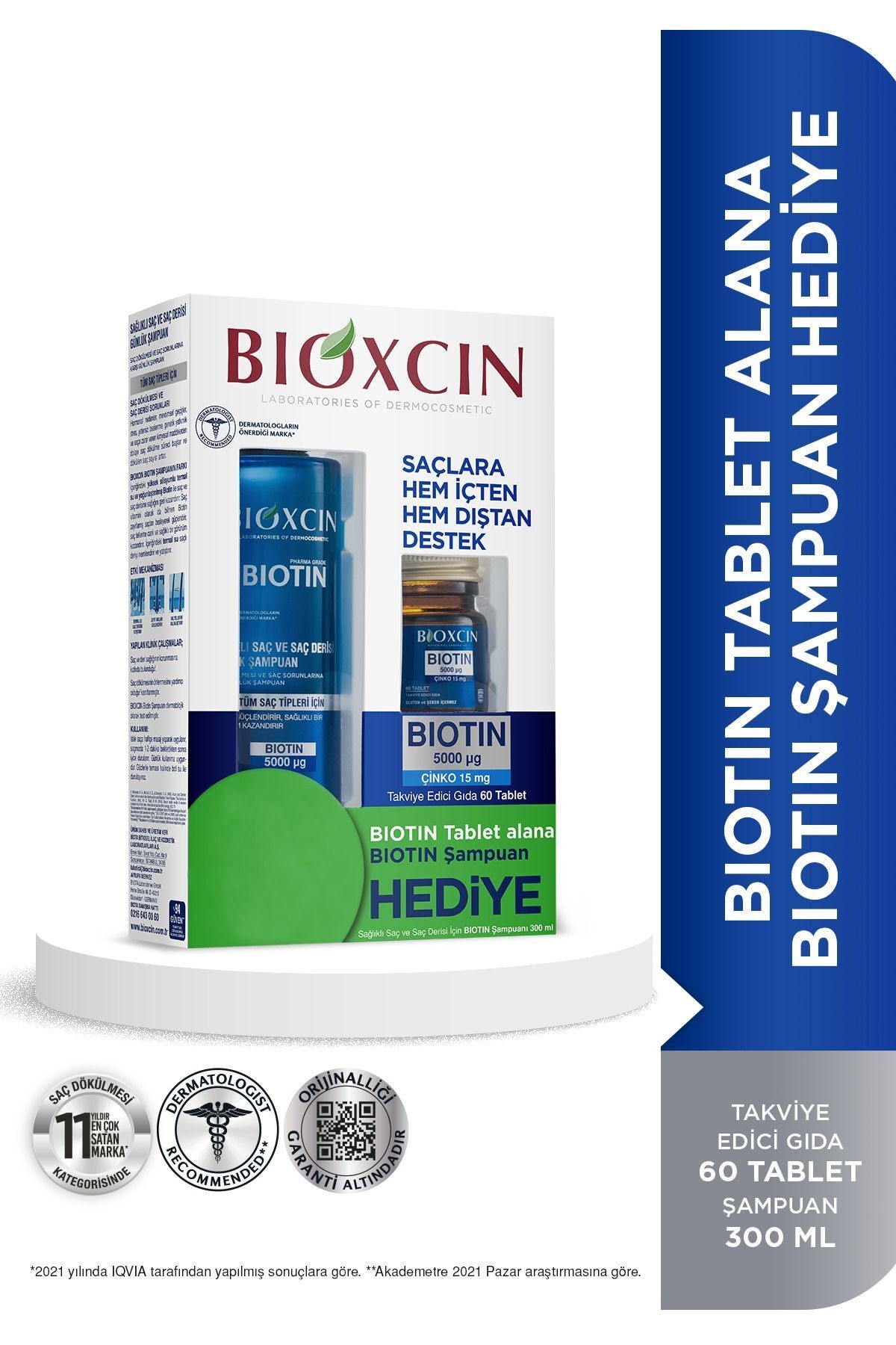 Biotin 5.000 Mcg 60 Tablet Alana Biotin Şampuan 300 ml - Daha Güçlü Saçlar