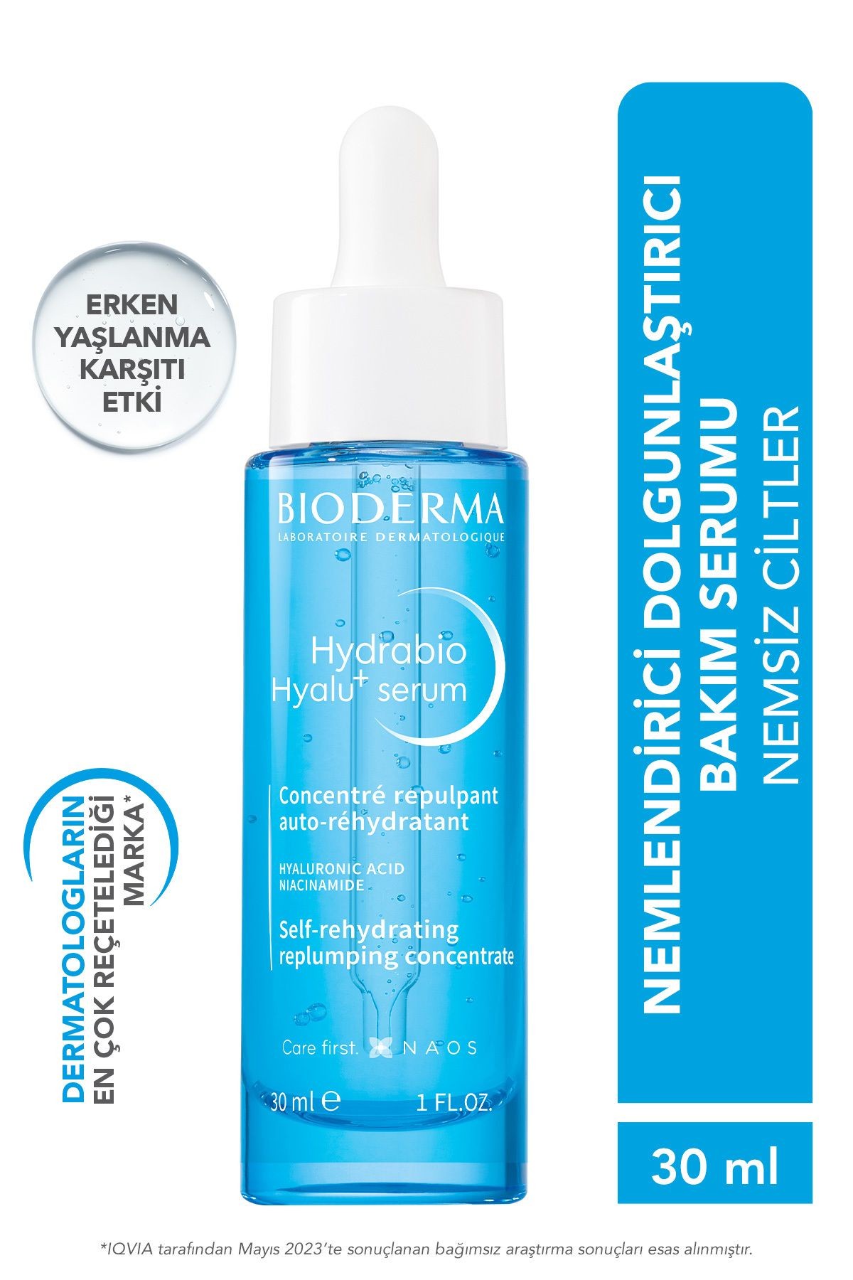 Hydrabio Hyalu+ Hyalüronik Asit ve Niasinamid İçeren Yoğun Nemlendirici Serum Kuru Ciltler 30 ml