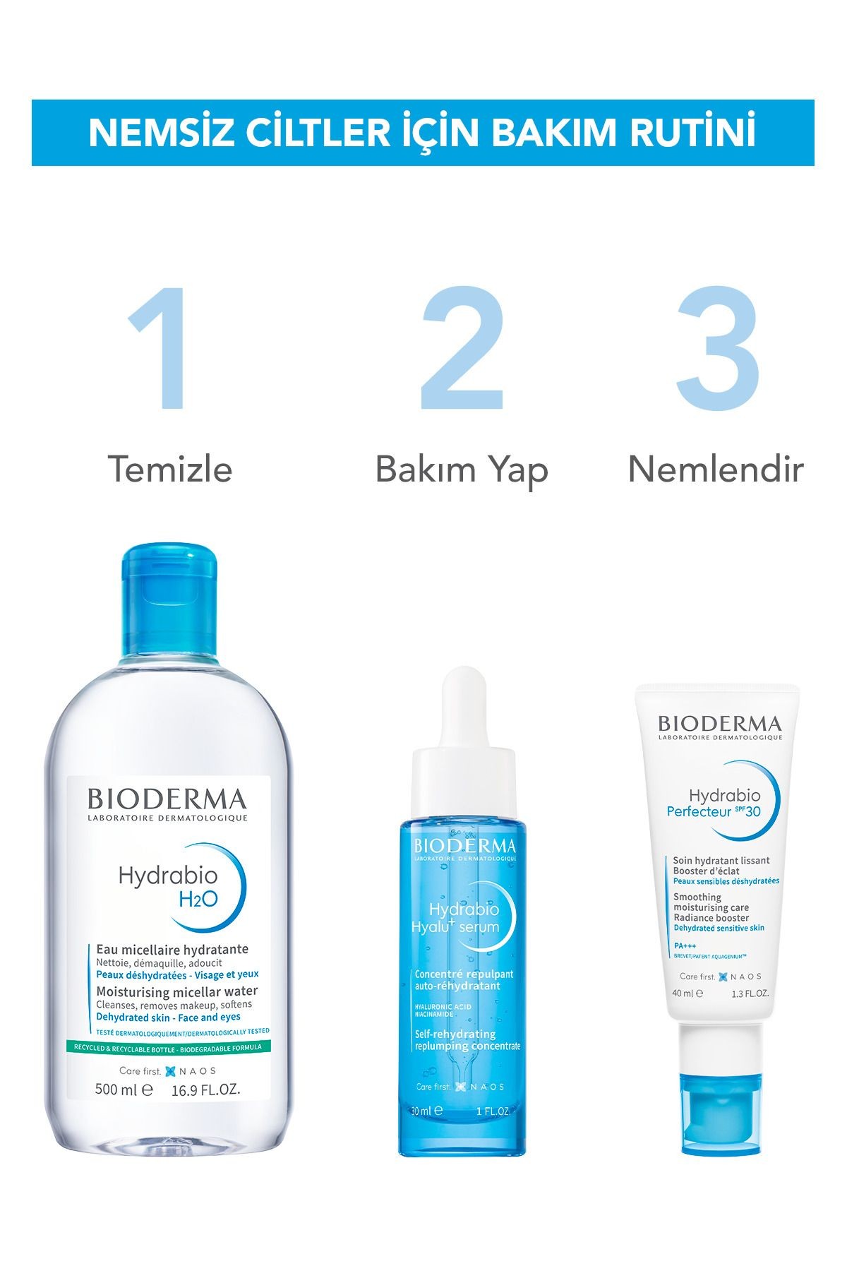 Hydrabio Hyalu+ Hyalüronik Asit ve Niasinamid İçeren Yoğun Nemlendirici Serum Kuru Ciltler 30 ml