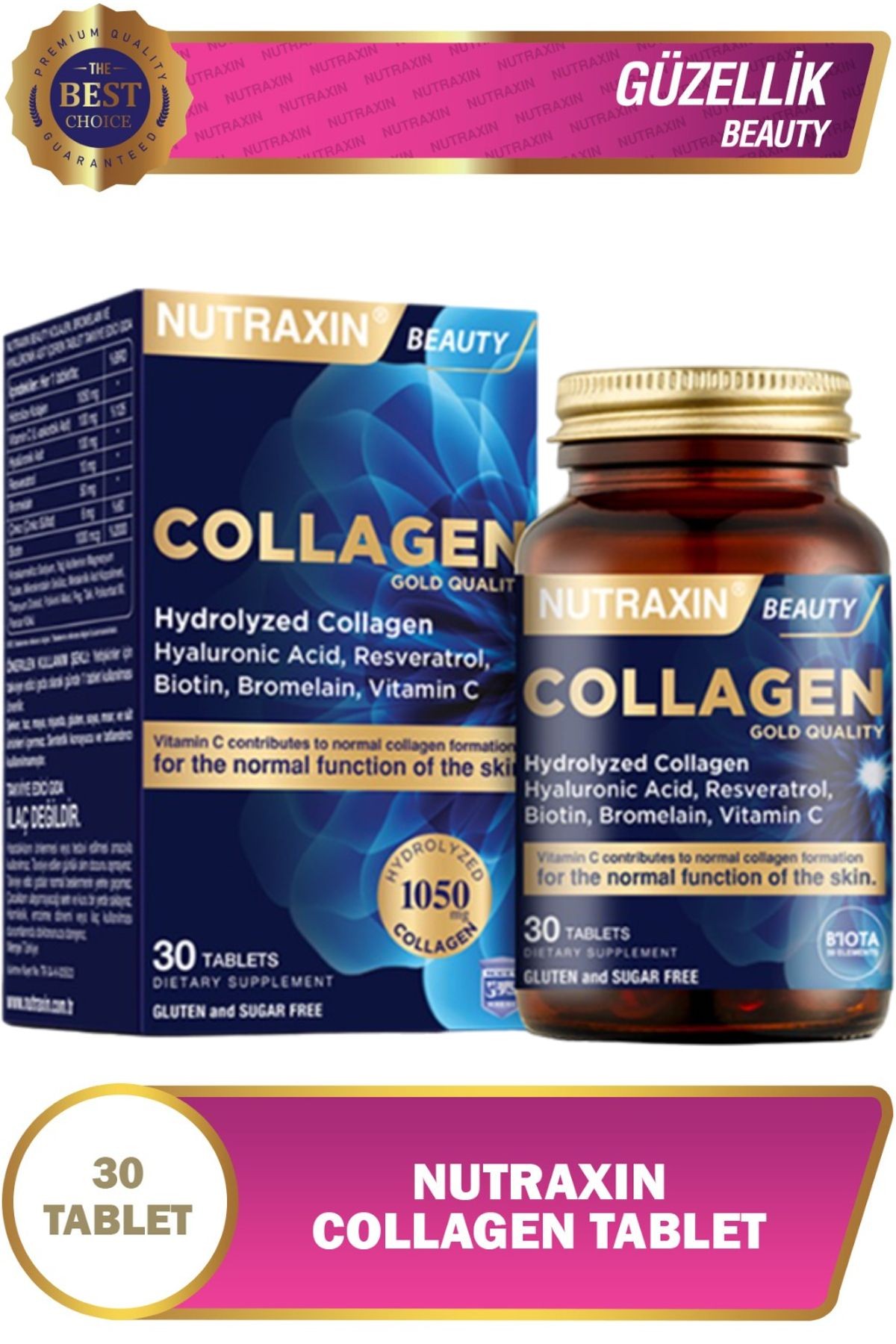 2 Adet Nutraxin Hidrolize Kolajen 30 Adet Tablet - (Tip1-Tip3)