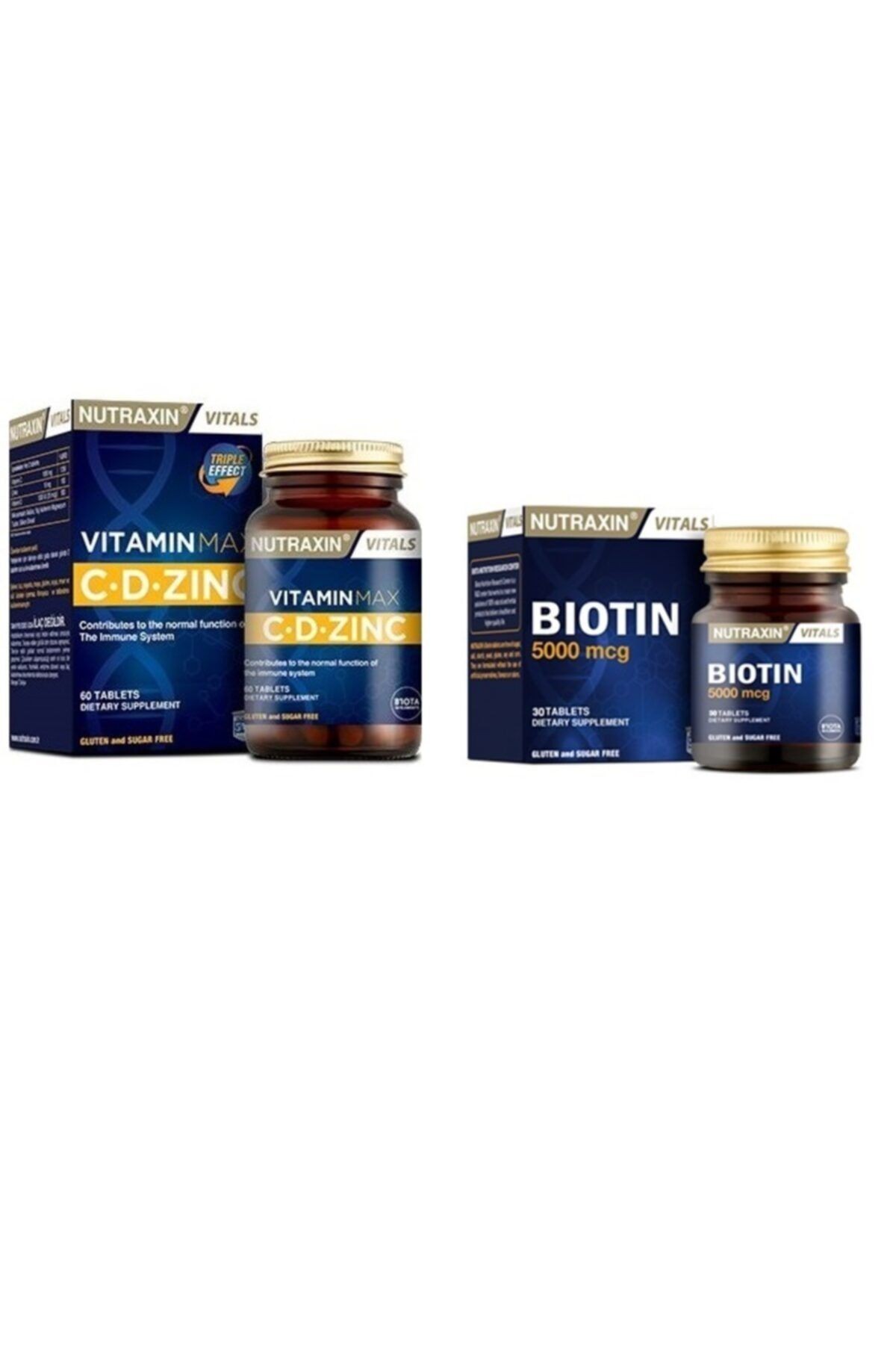 1000 Mg C Vitamini,1000 Iu D Vitamini Ve 10 Mg Çinko 60 Tablet + 5000 Mcg Biotin 30 Tablet