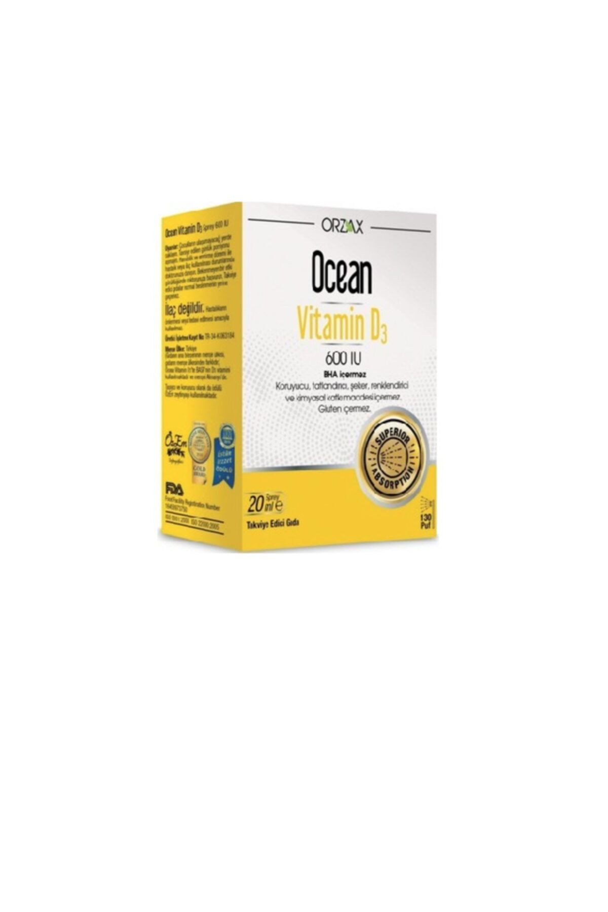 Çocuklar Ve Yetişkinler Için D3 Vitamini 600 Iu Sprey 20 Ml