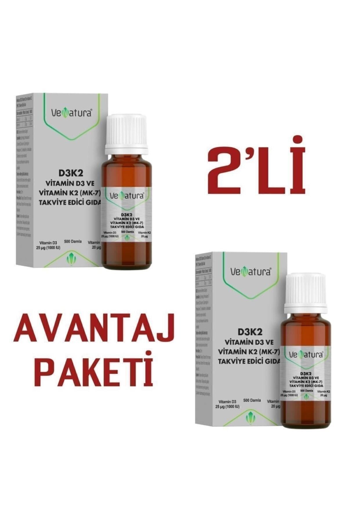 Vitamin D3 Ve Menaquinon 7 Takviye Edici Gıda 20 ml 2 Adet