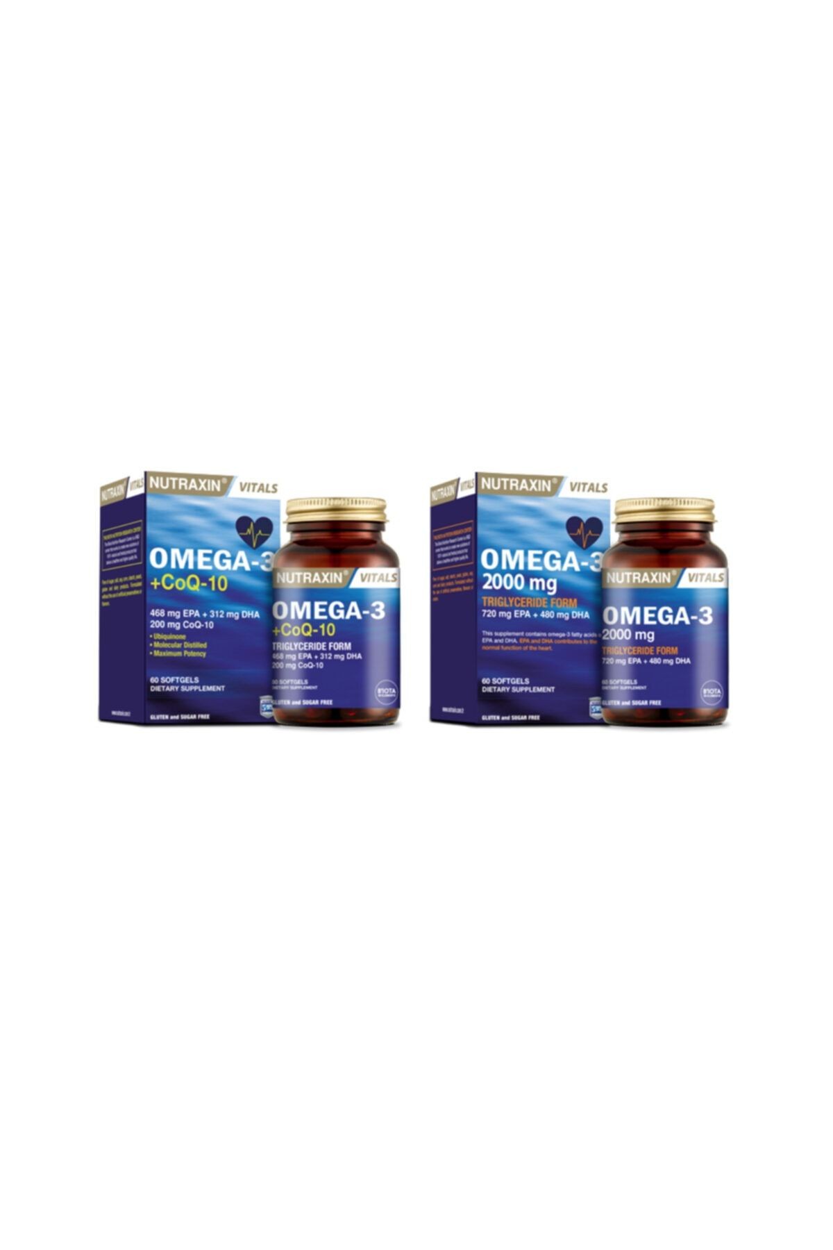 2'li Balık Yağı Set - Omega 3 2000 Mg 60 Kapsül + Koenzim Q10 Içeren Omega-3 +coq-10 60 Kapsül