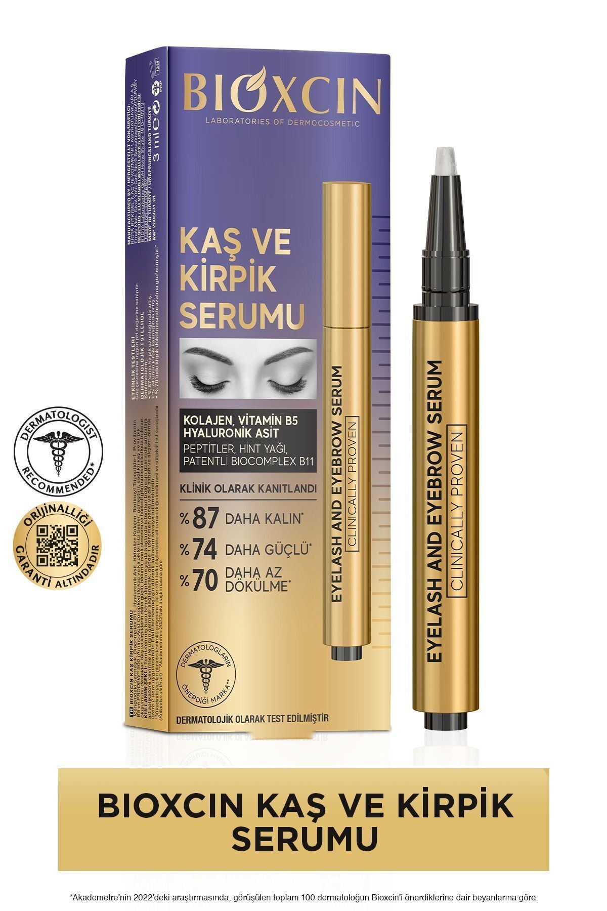 Kaş Kirpik Serumu - Kolajen Hyaluronik Asit Hint Yağı Keratin Peptidleri B5 Biocomplex B11