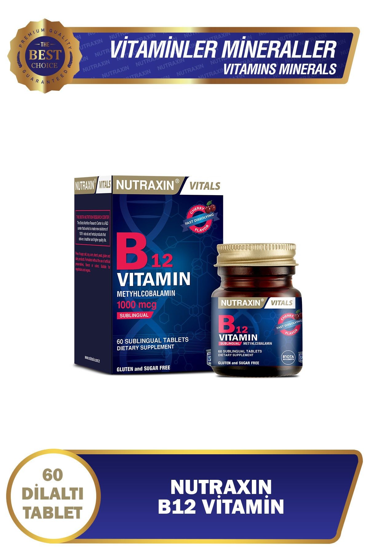 2 Adet Nutraxin B12 Vitamini 60 Adet Tablet (1000 Mcg) - Dil Altı Tableti