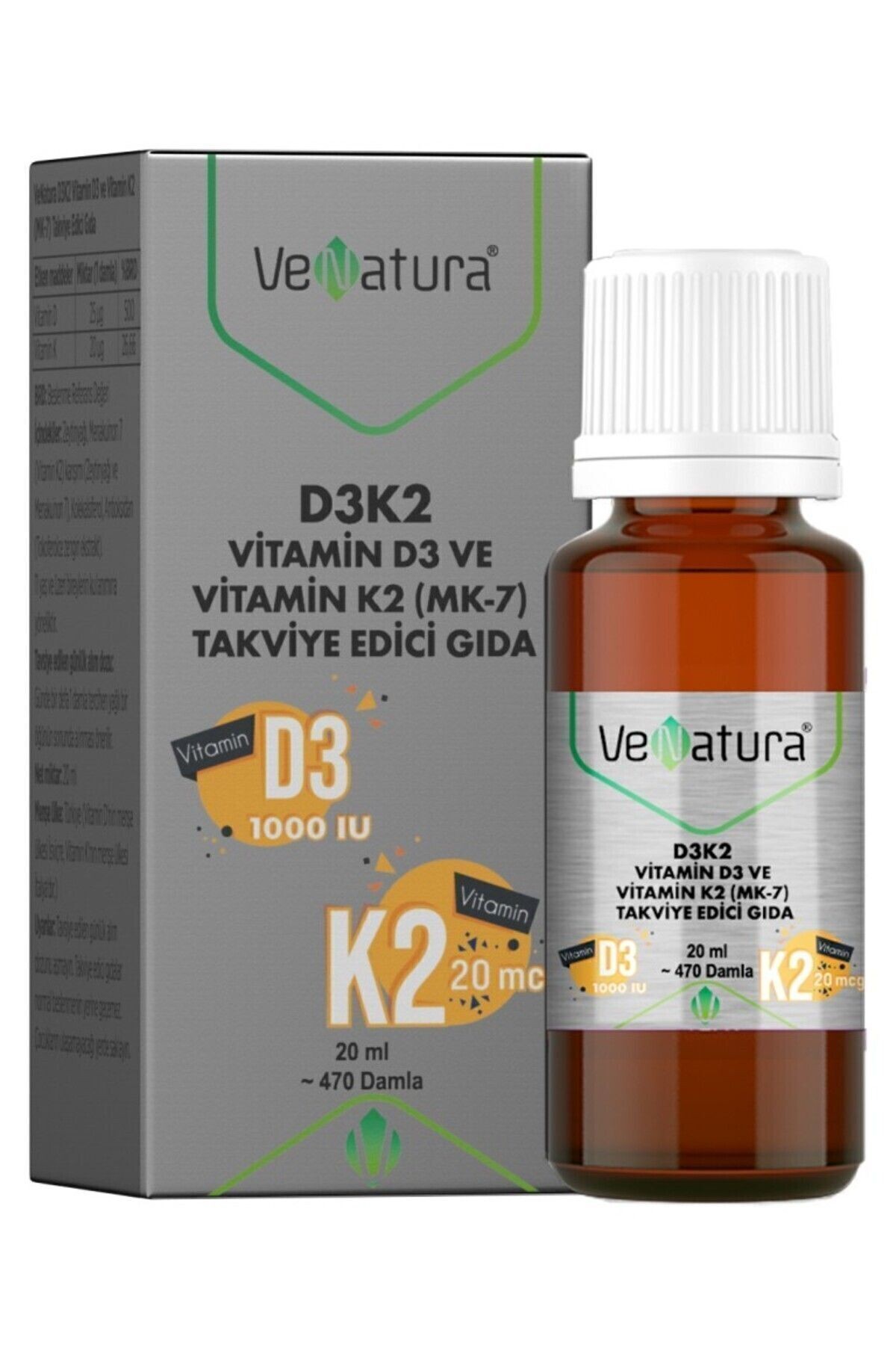 Vitamin D3 K2 (MENAKUİNON 7) Damla 20 ml