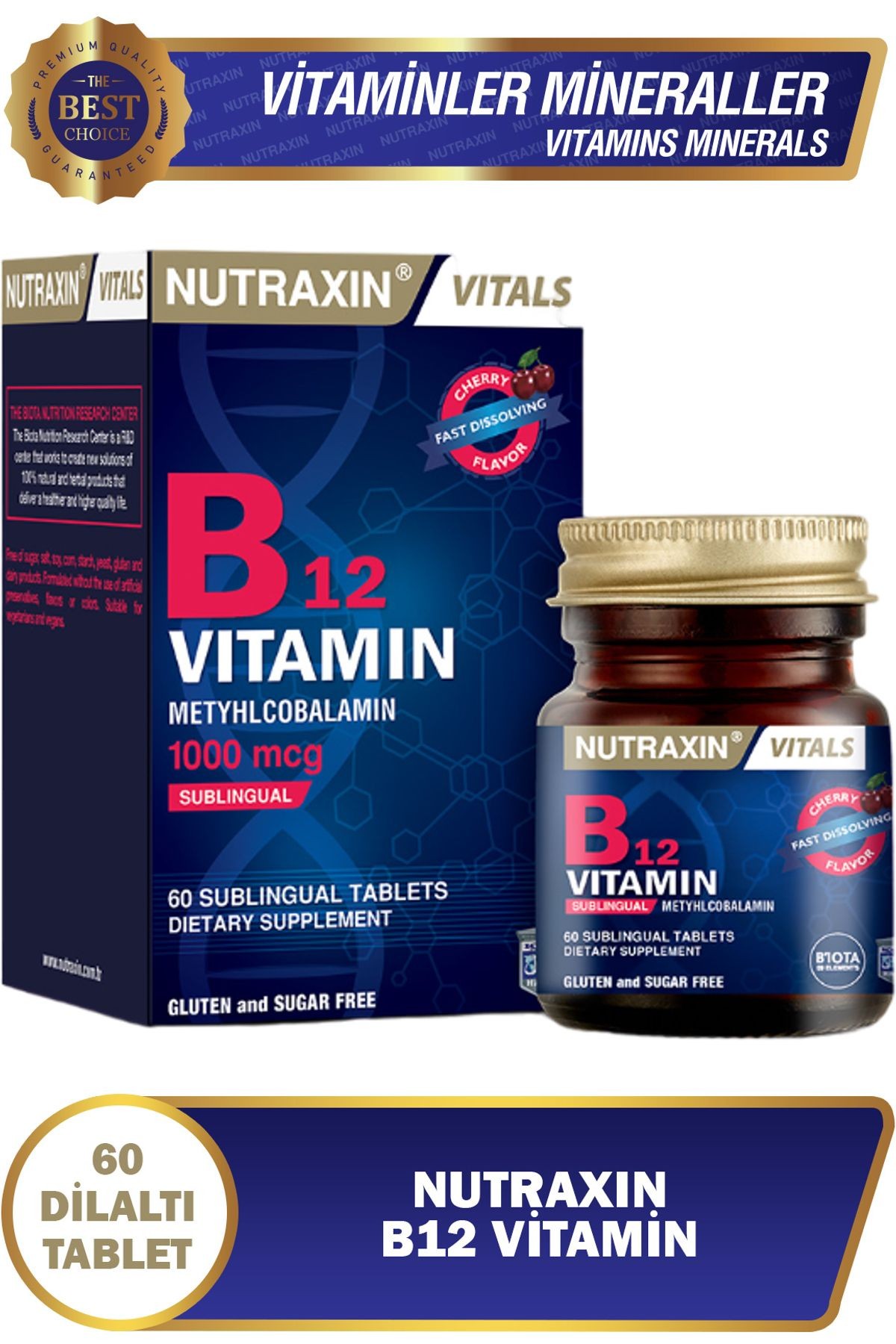 2 Adet Nutraxin B12 Vitamini 60 Adet Tablet (1000 Mcg) - Dil Altı Tableti