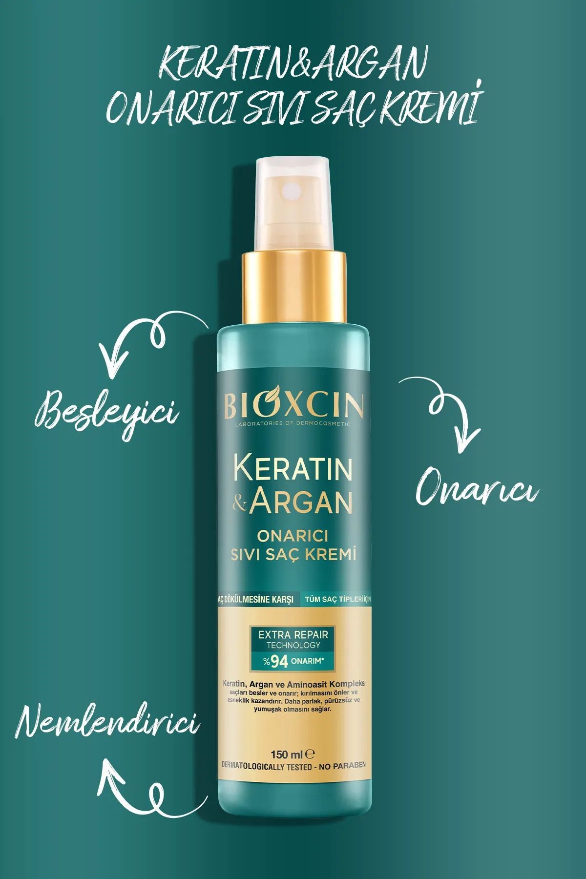 Keratin Ve Argan Onarıcı Sıvı Saç Kremi 150 ml 2'Lİ SET