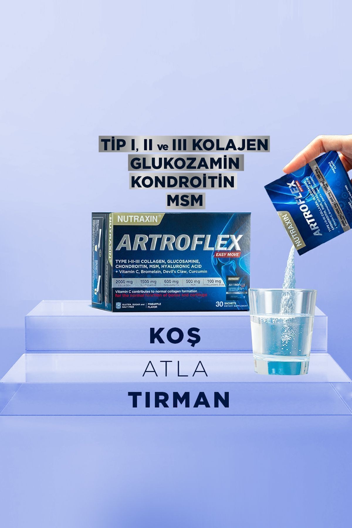 Artroflex Easy Move Saşe 30x6 gr - Glukozamin, Kondroitin, Msm, Bromelain, Kolajen, Bamya Çiçeği