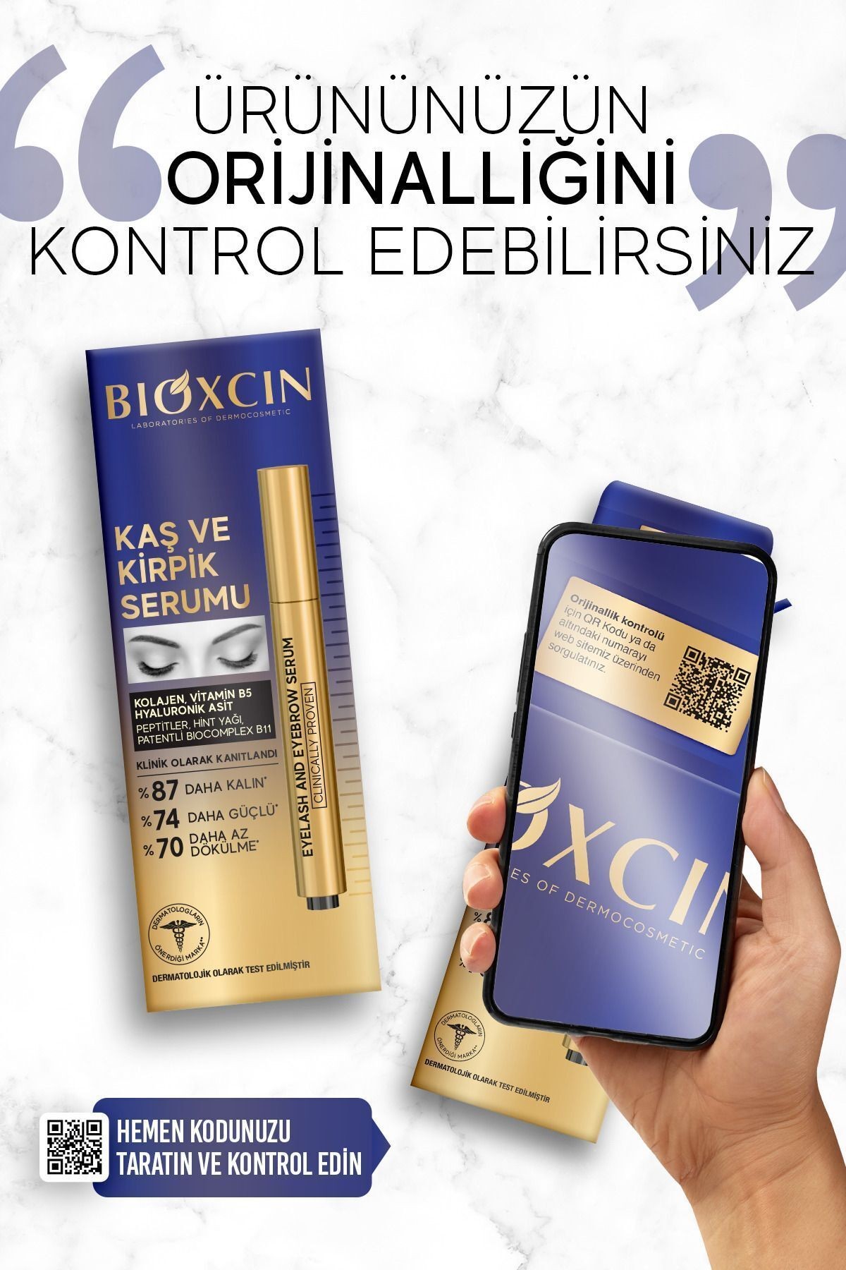 Kaş Kirpik Serumu - Kolajen Hyaluronik Asit Hint Yağı Keratin Peptidleri B5 Biocomplex B11