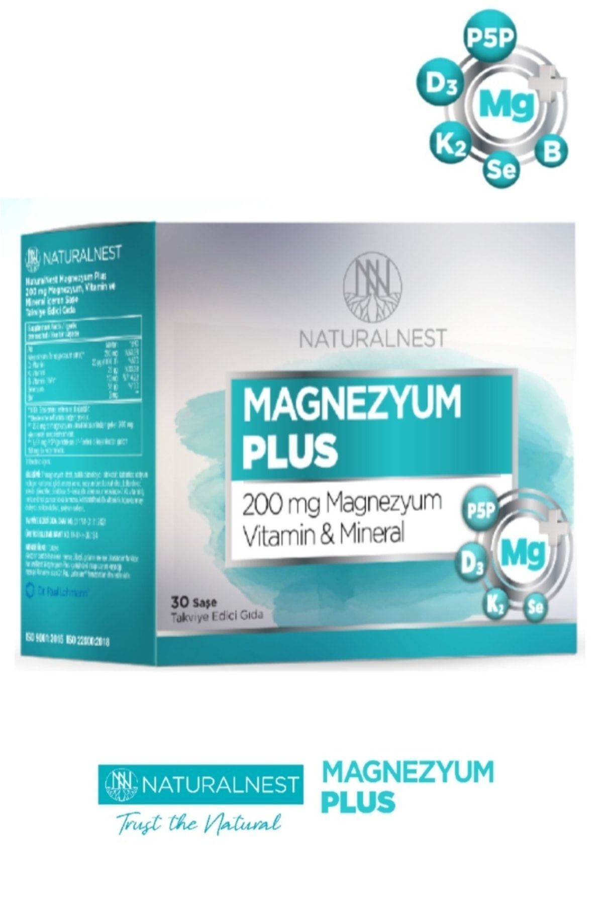 Magnezyum Plus 30 Saşe Magnezyum Sitrat, P5p (B6 VİTAMİNİ), Selenyum, Bor, D Ve K Vit