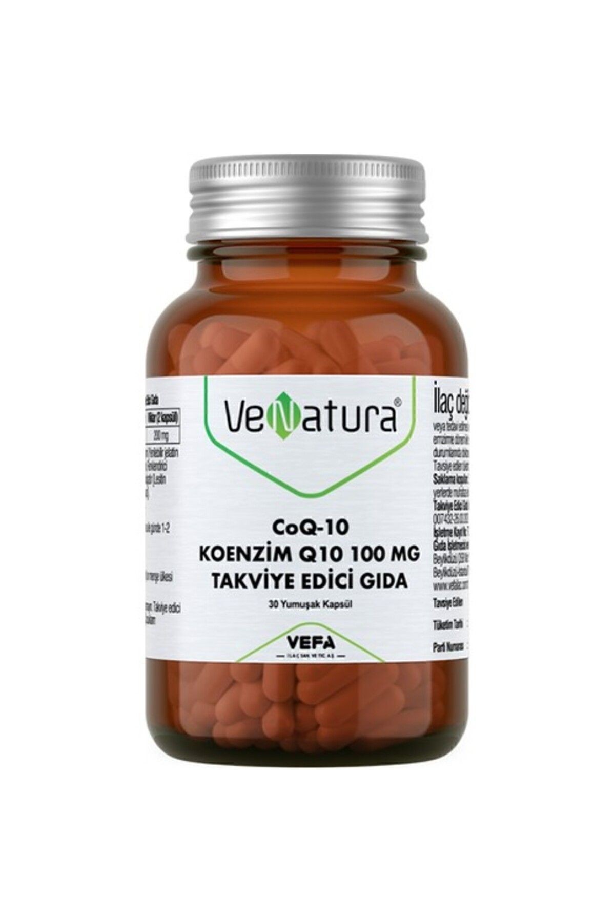 Koenzim Q10 100 Mg Takviye Edici Gıda 30 Kapsül