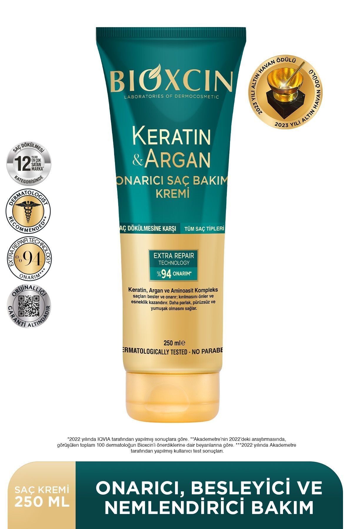 Keratin & Argan Onarıcı Saç Bakım Kremi 250 ml - Yıpranmış Ve Hassas Saçlar