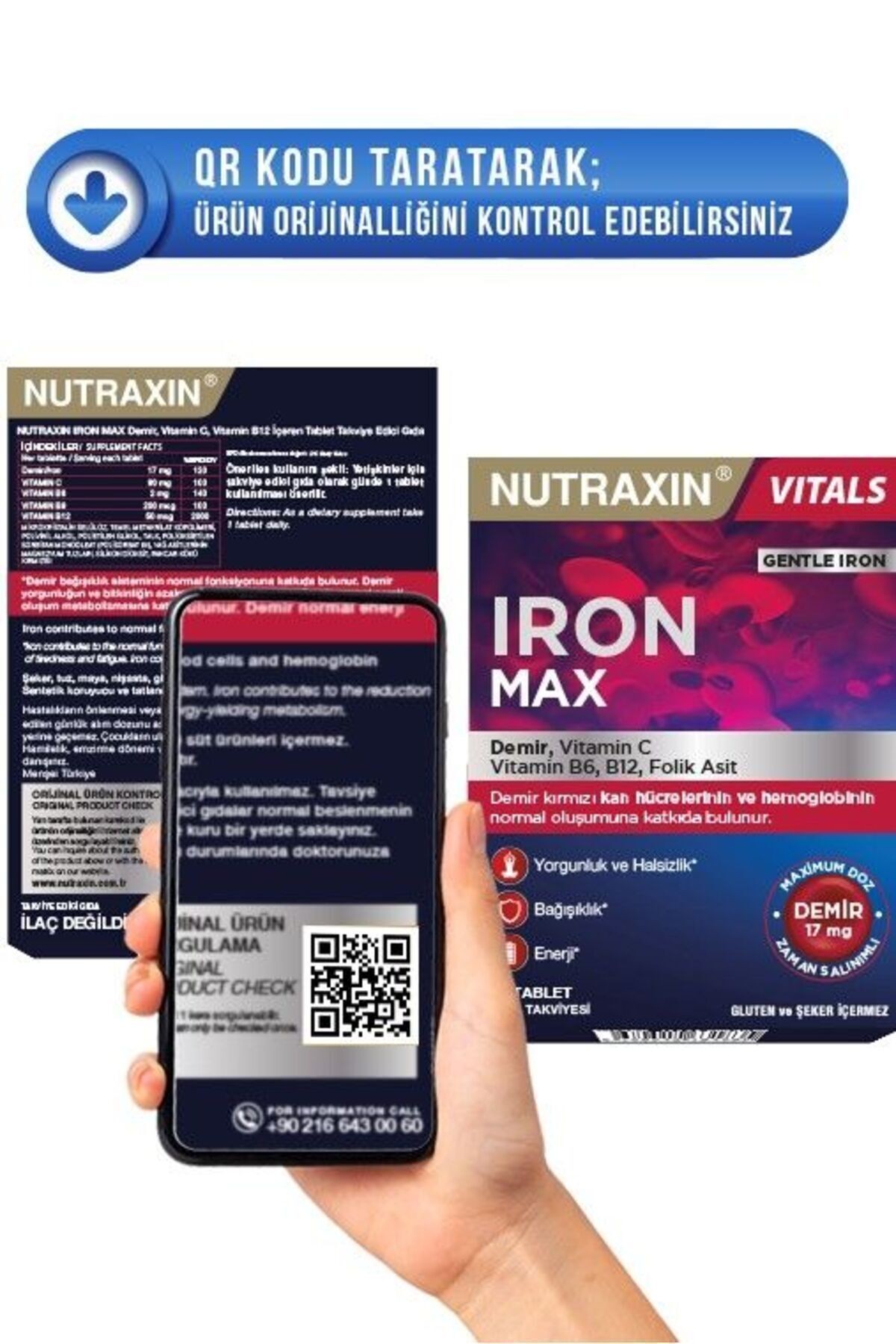 Iron Max 30 Tablet - Demir, Vitamin C, B6, Folik Asit, B12