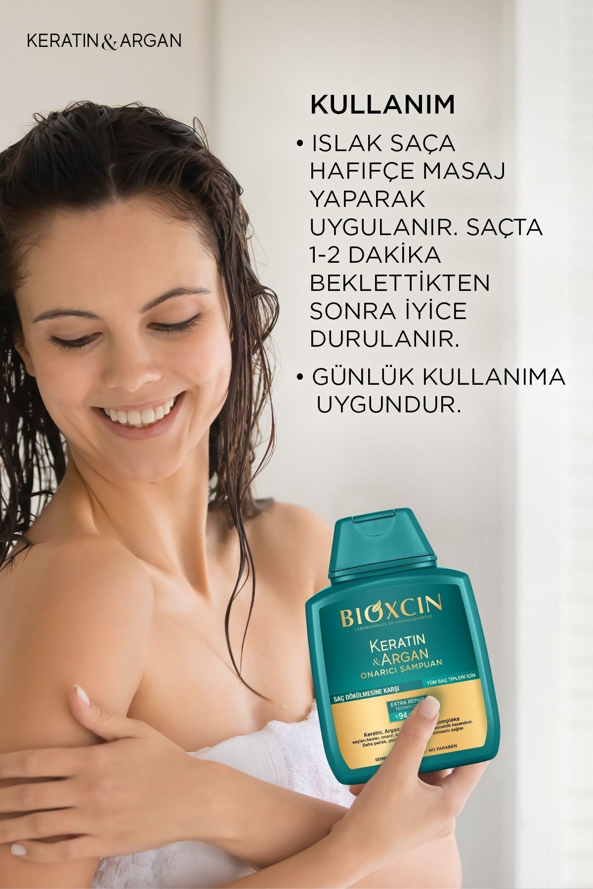 Keratin & Argan Onarıcı Bakım Şampuan 300 ml - Yıpranmış Ve Hassas Saçlar