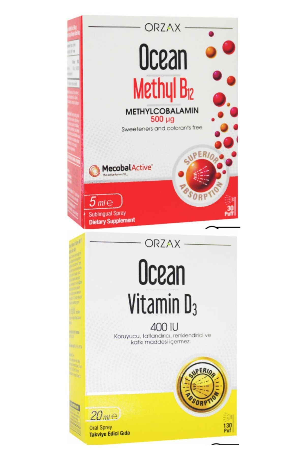 Methyl B12 Sprey 500mcg 5ml Vitamin D3 400ıu Sprey 20ml