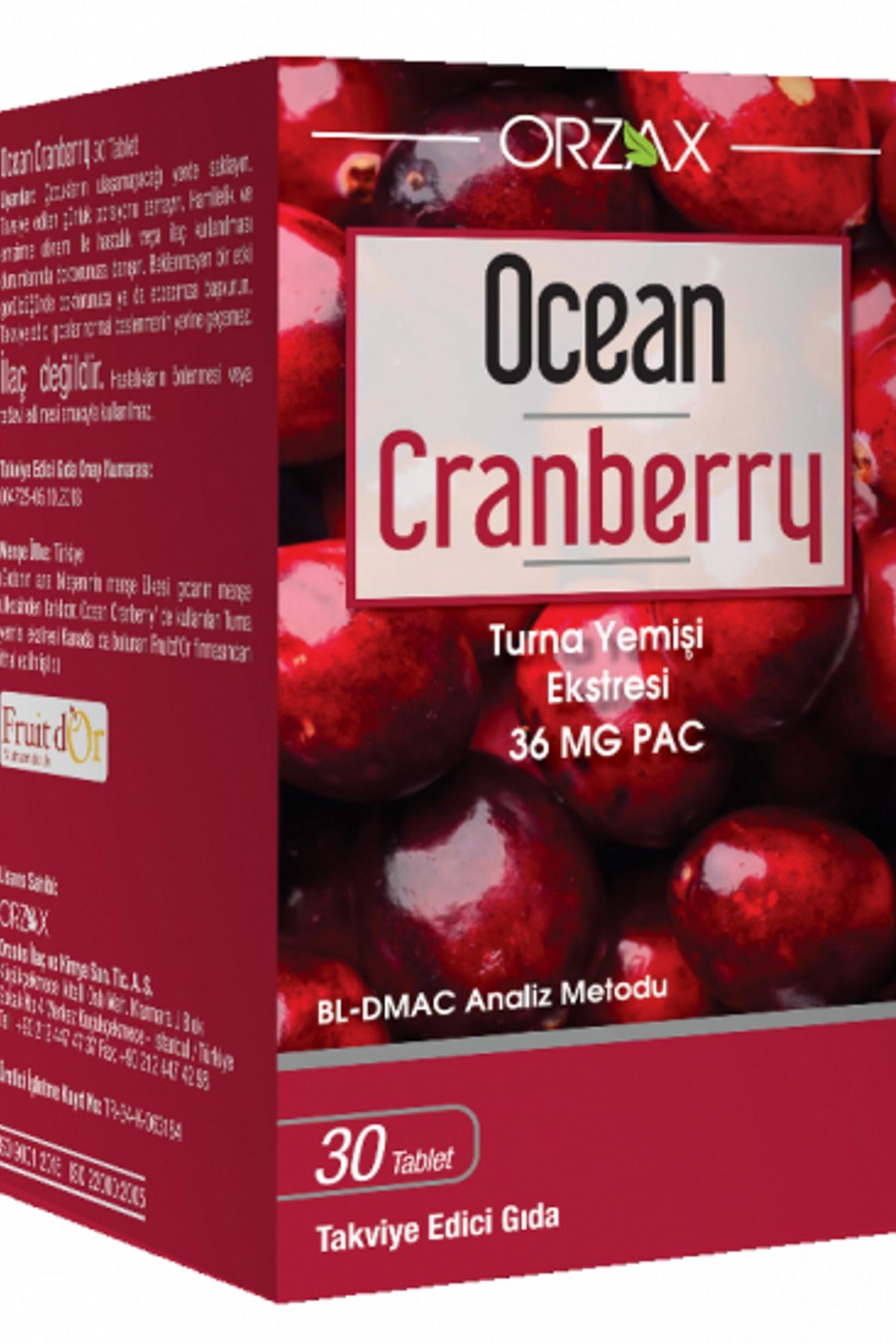 Ocean Cranberry Turna Yemişi Ekstresi 30 Tablet Takviye Edici Gıda