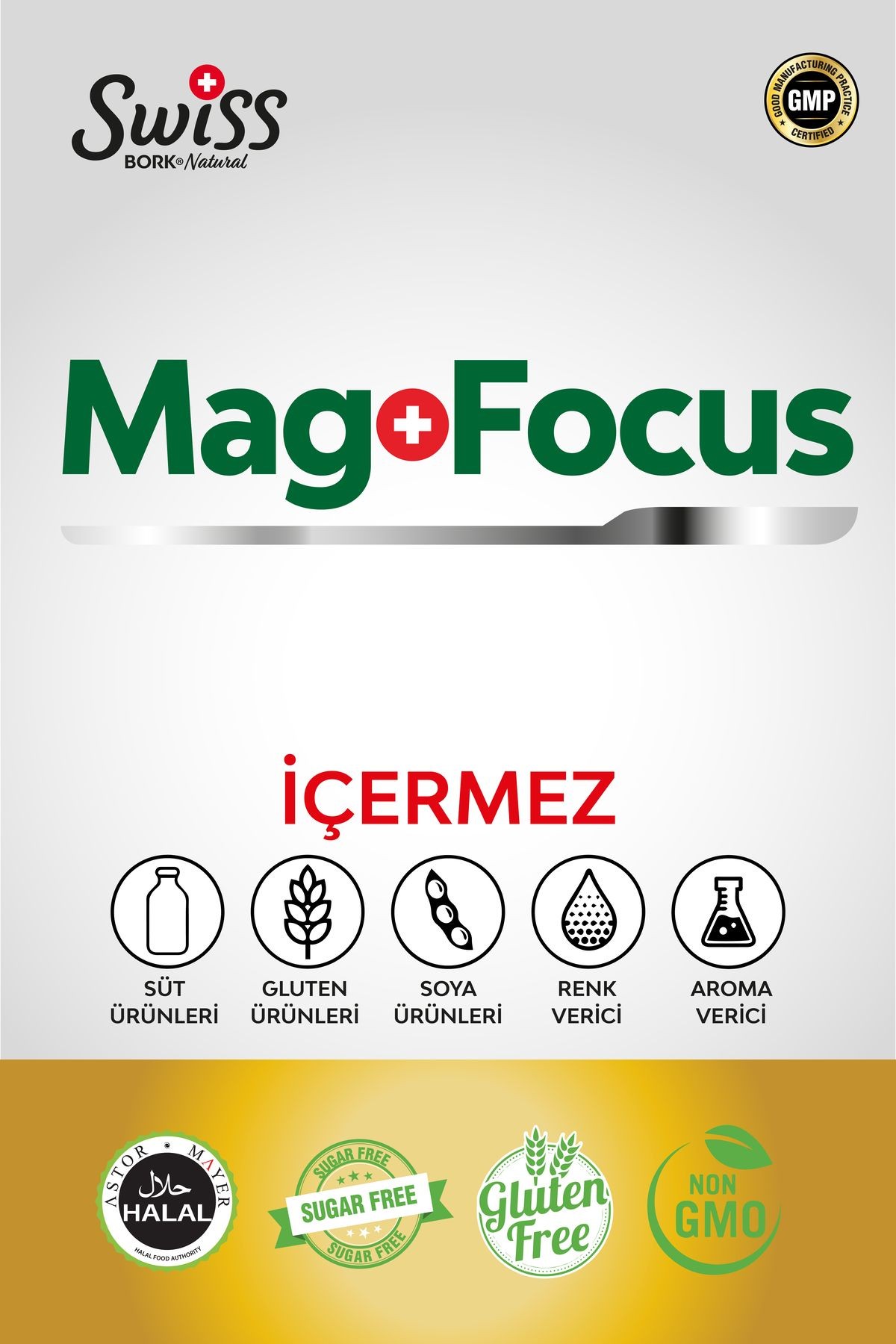 Swiss Bork Mag Focus 90 Kapsül Magnezyum L-Theronate PQQ P5P Citicoline Magnezyum Complex B6