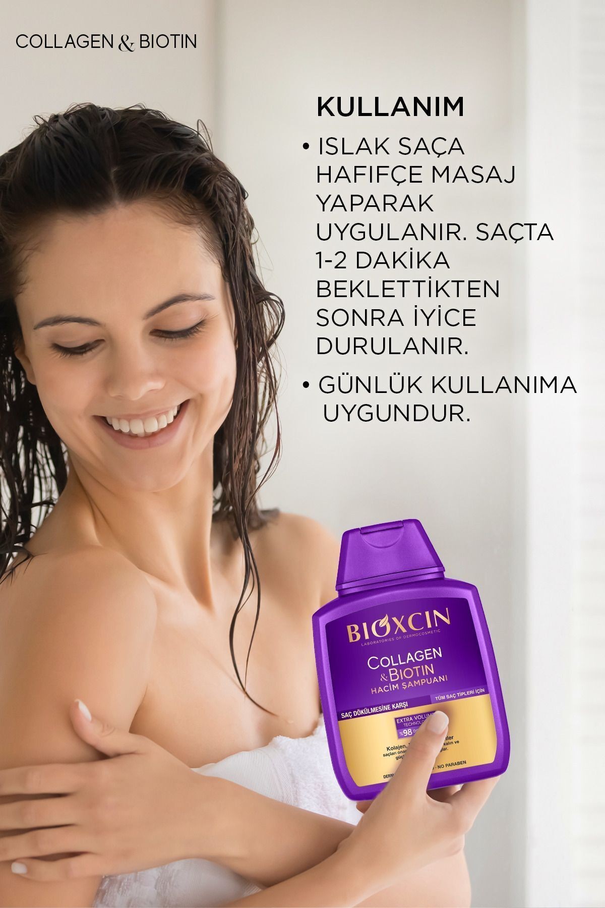 Collagen & Biotin Ekstra Hacim Şampuanı 300 Ml - Kolajen Biotin İnce Seyrek Saçlar