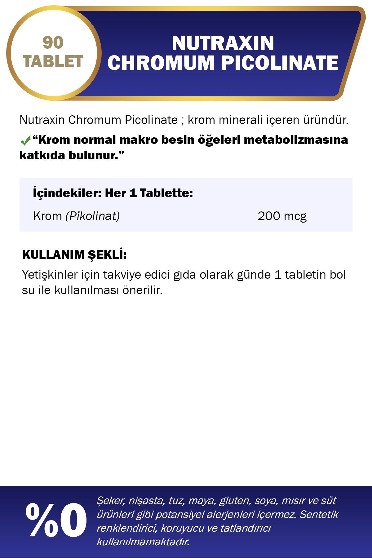 2 Adet Nutraxin Chromium Picolinate 90 Adet Tablet 200 Mcg